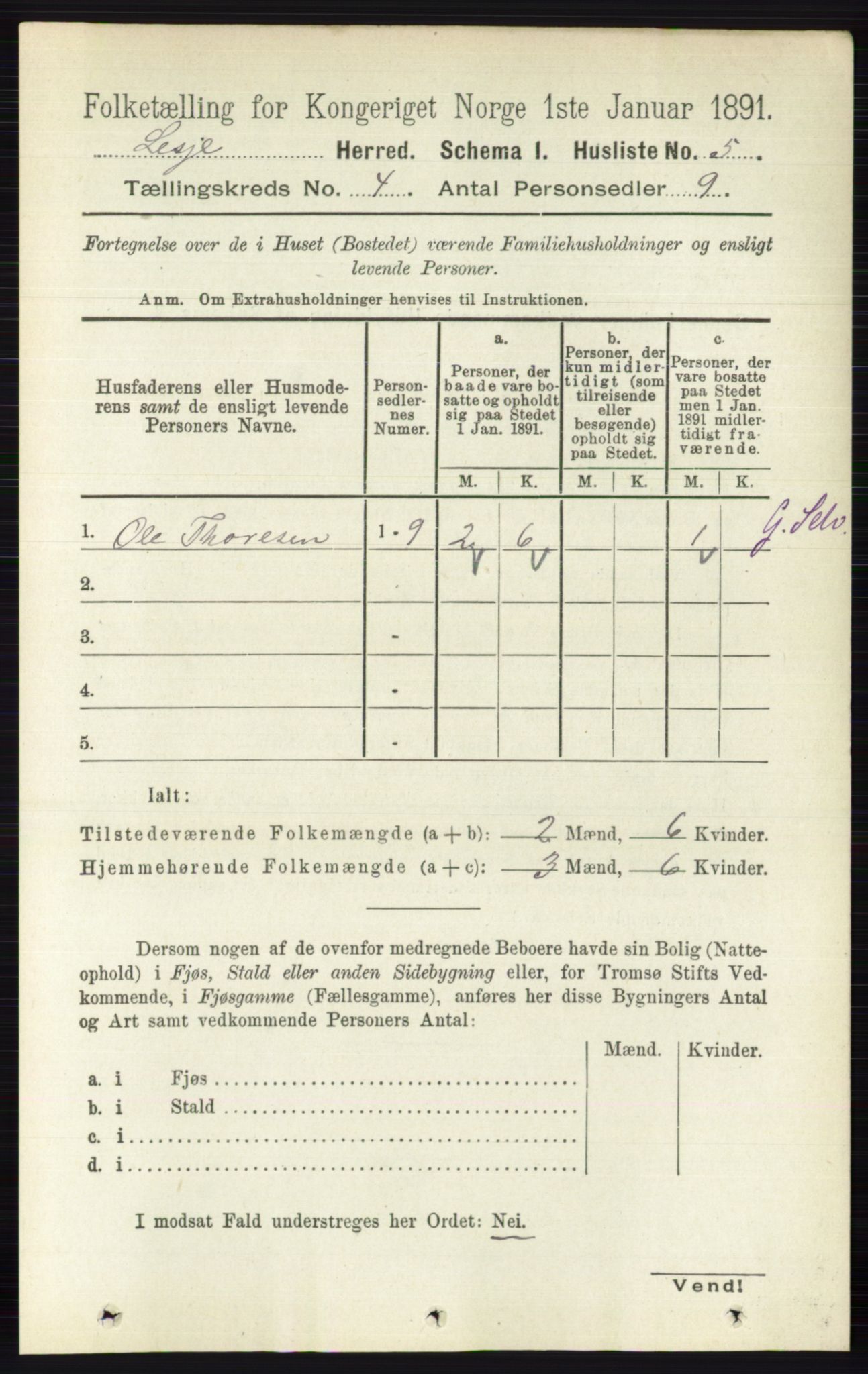 RA, 1891 census for 0512 Lesja, 1891, p. 1008