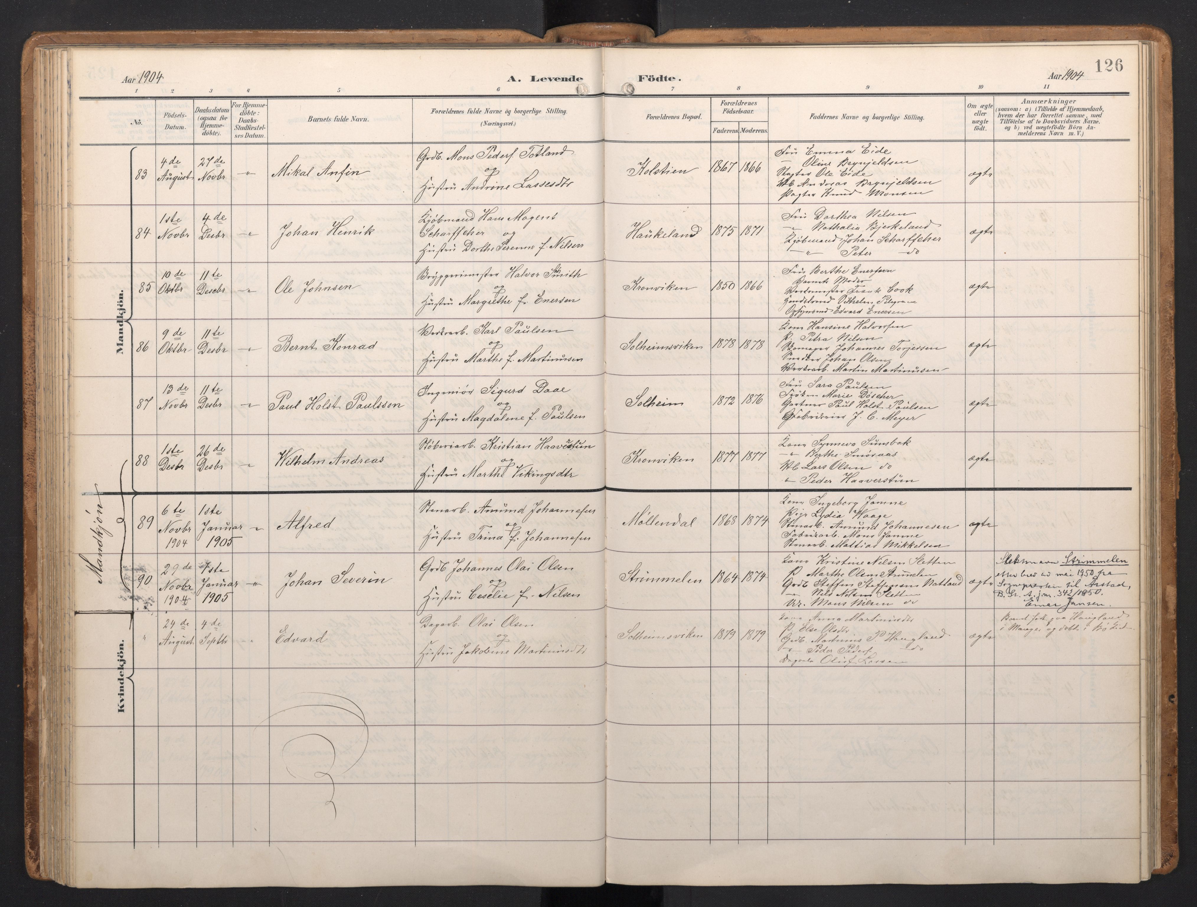 Årstad Sokneprestembete, AV/SAB-A-79301/H/Hab/L0002: Parish register (copy) no. A 2, 1896-1912, p. 125b-126a