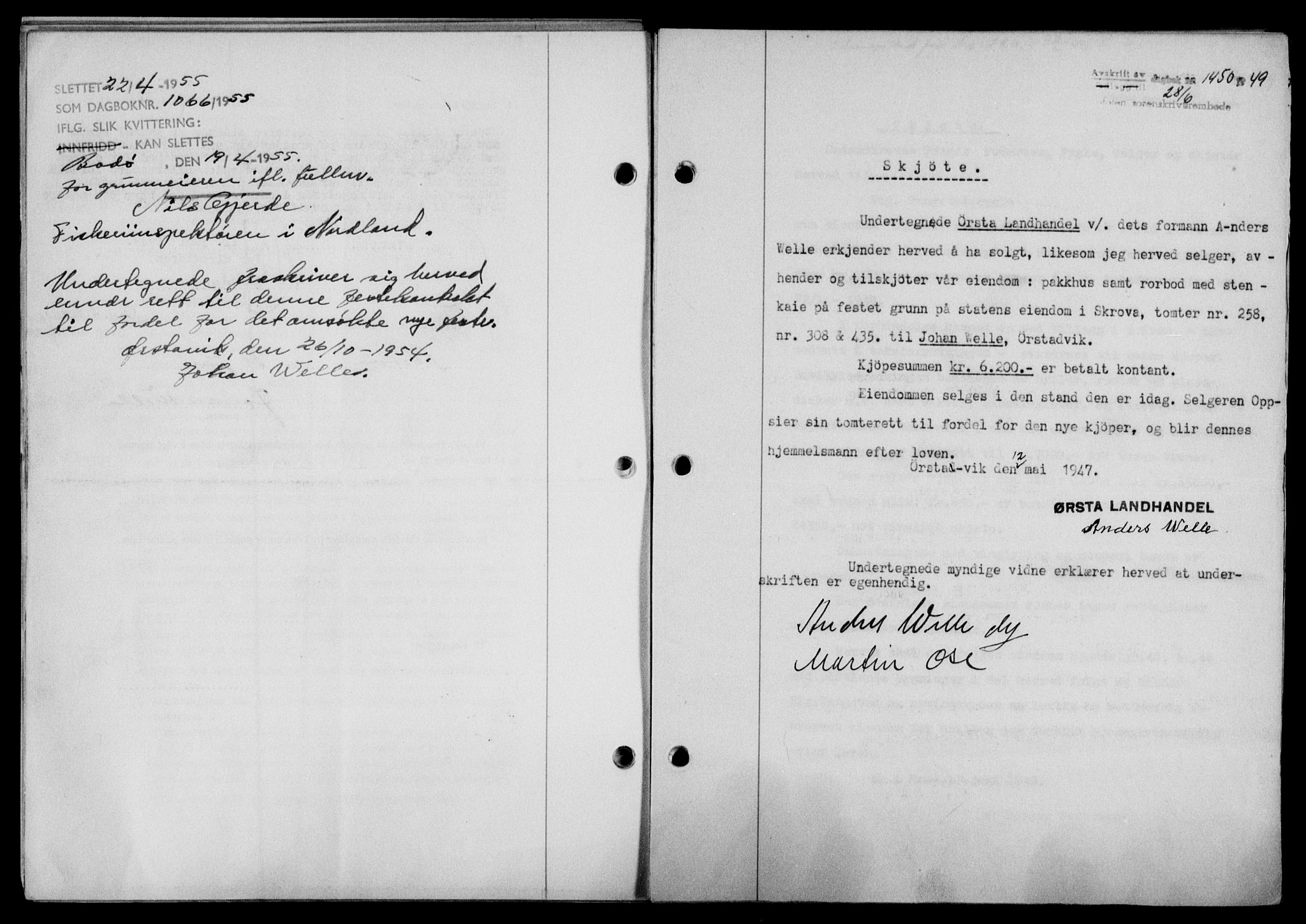Lofoten sorenskriveri, SAT/A-0017/1/2/2C/L0021a: Mortgage book no. 21a, 1949-1949, Diary no: : 1450/1949