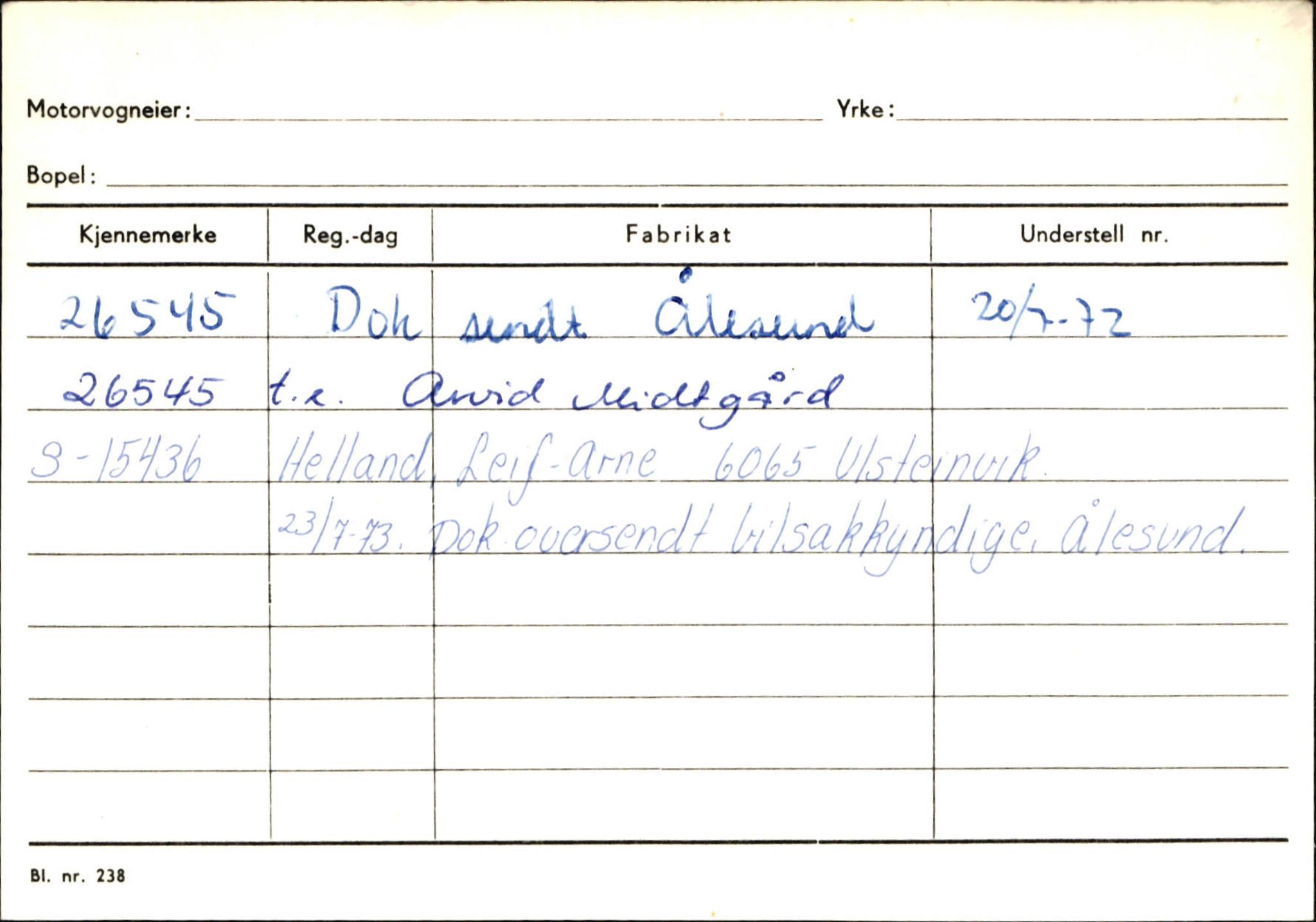 Statens vegvesen, Sogn og Fjordane vegkontor, AV/SAB-A-5301/4/F/L0144: Registerkort Vågsøy A-R, 1945-1975, p. 988