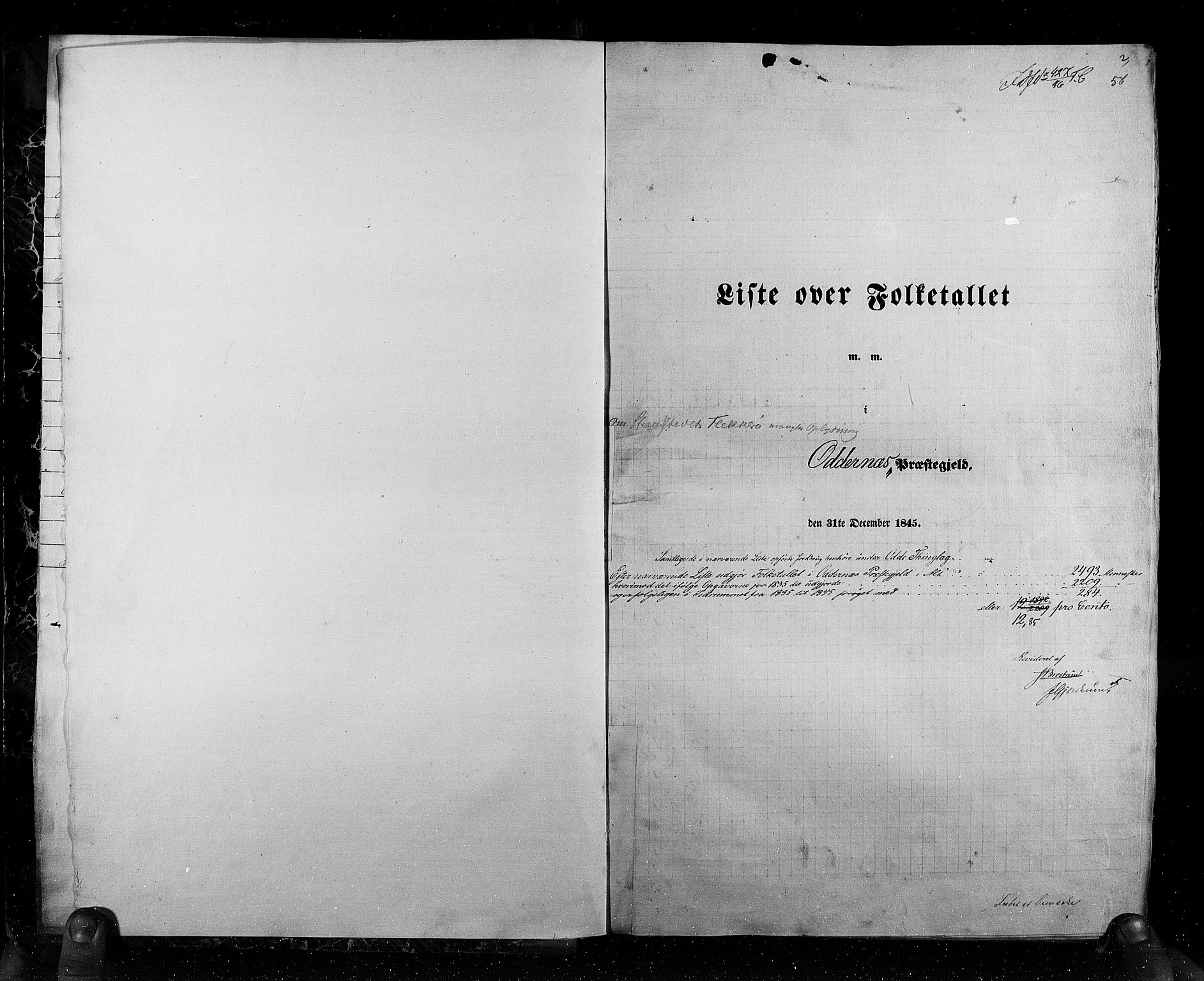 RA, Census 1845, vol. 6: Lister og Mandal amt og Stavanger amt, 1845, p. 2