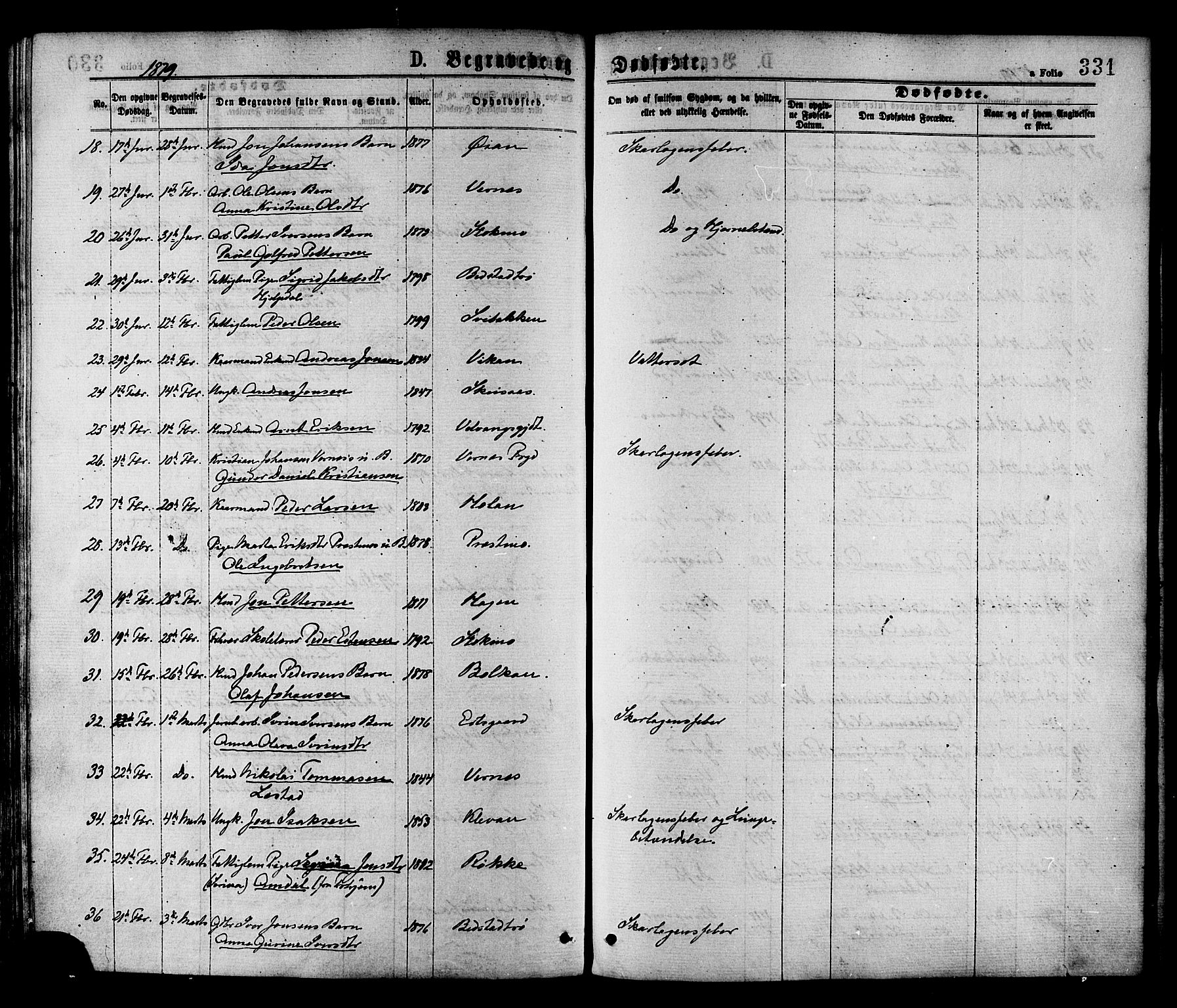 Ministerialprotokoller, klokkerbøker og fødselsregistre - Nord-Trøndelag, SAT/A-1458/709/L0076: Parish register (official) no. 709A16, 1871-1879, p. 331