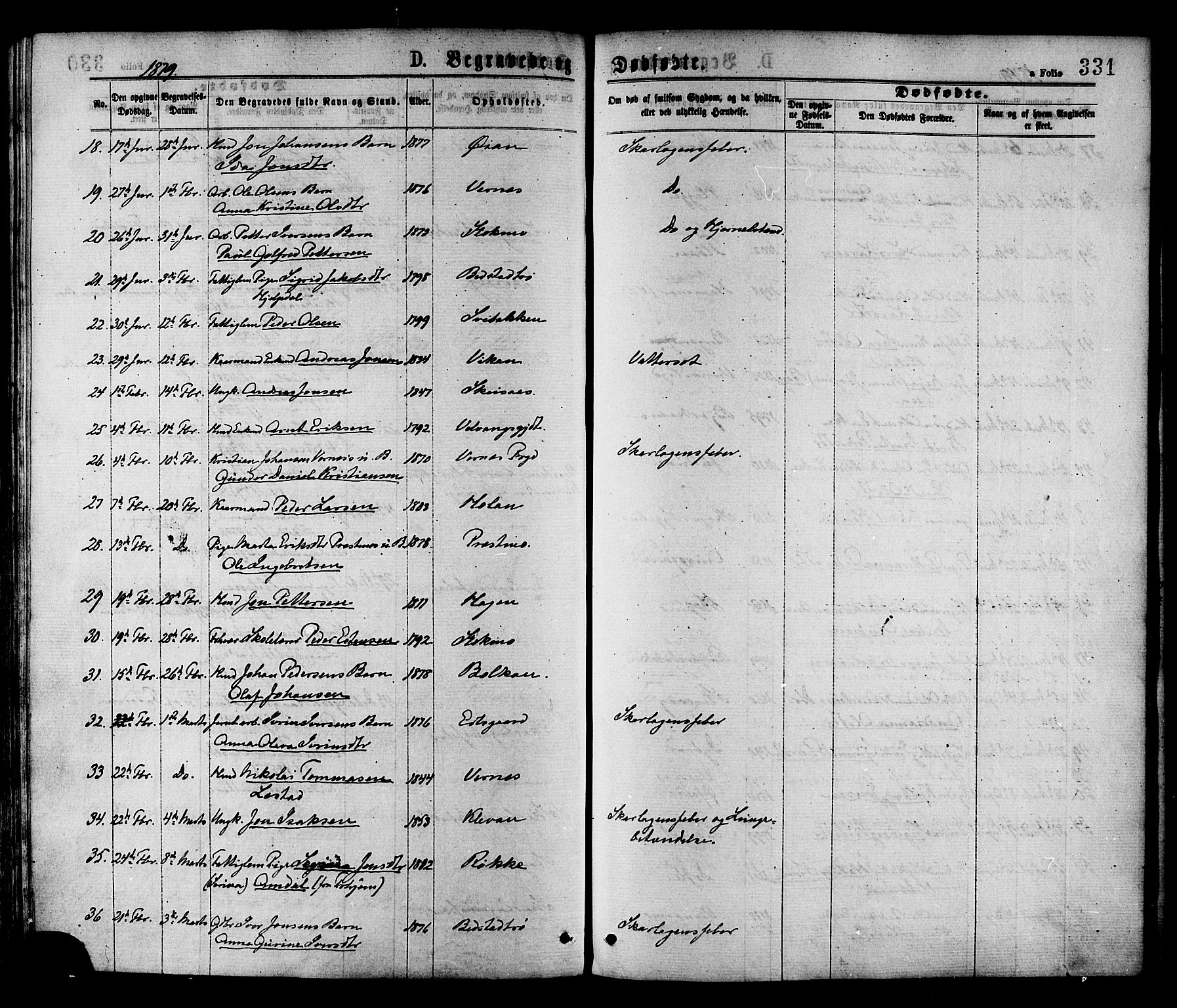 Ministerialprotokoller, klokkerbøker og fødselsregistre - Nord-Trøndelag, AV/SAT-A-1458/709/L0076: Parish register (official) no. 709A16, 1871-1879, p. 331