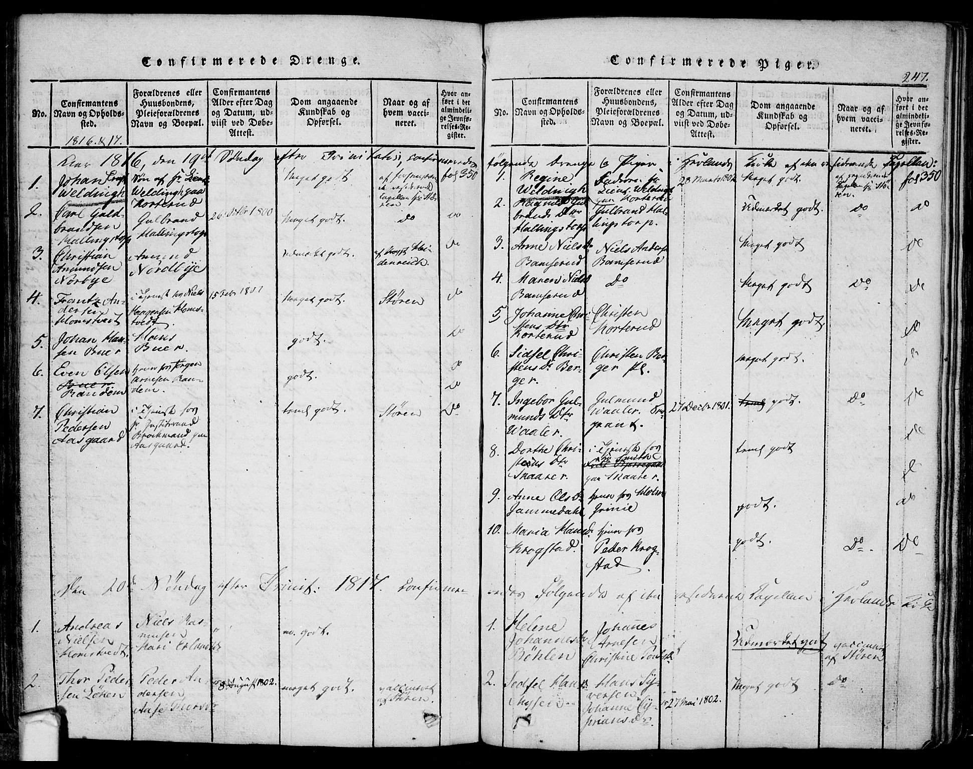 Eidsberg prestekontor Kirkebøker, SAO/A-10905/F/Fa/L0007: Parish register (official) no. I 7, 1814-1832, p. 247