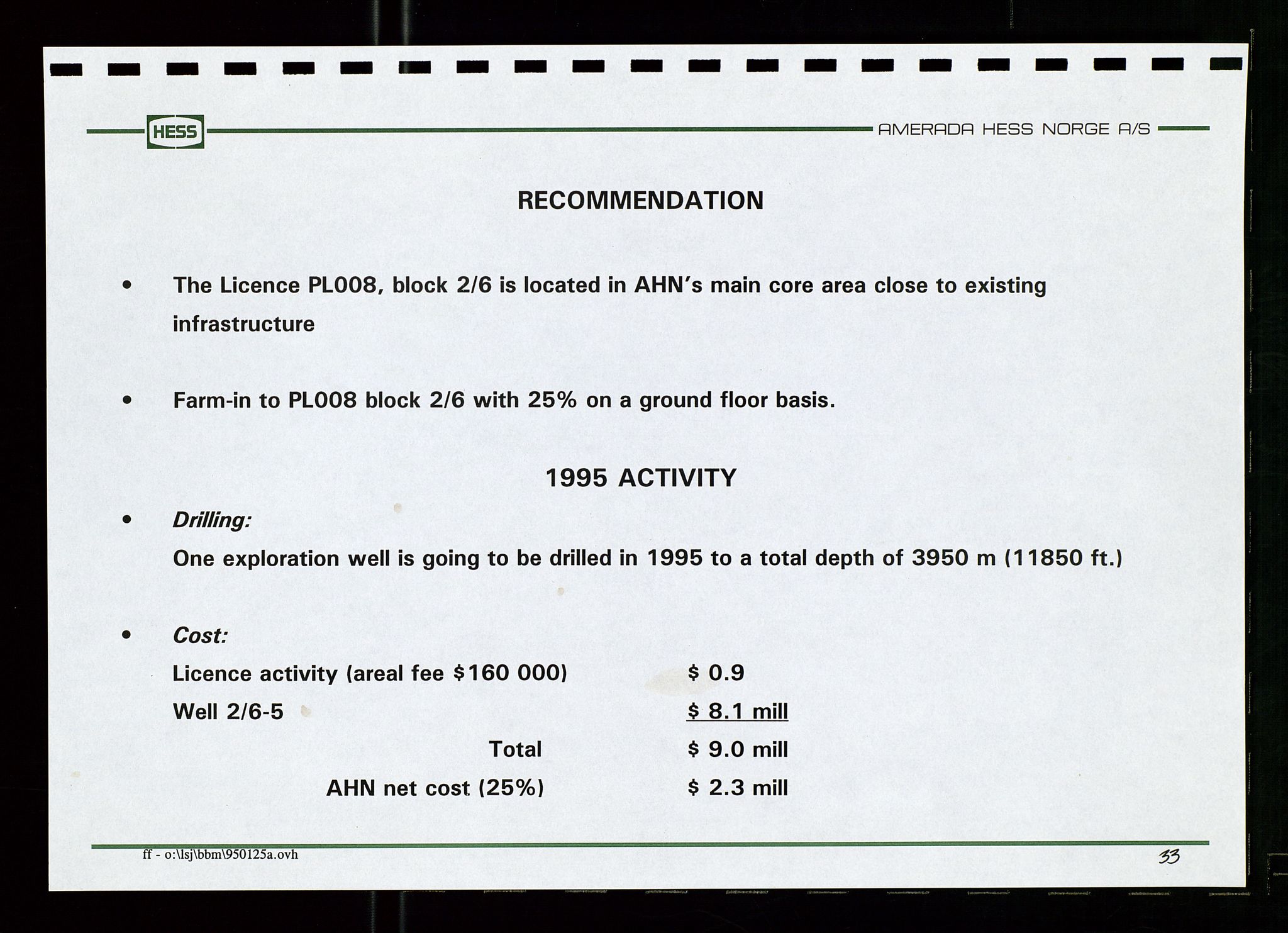 Pa 1766 - Hess Norge AS, AV/SAST-A-102451/A/Aa/L0001: Referater og sakspapirer, 1995-1997, p. 66