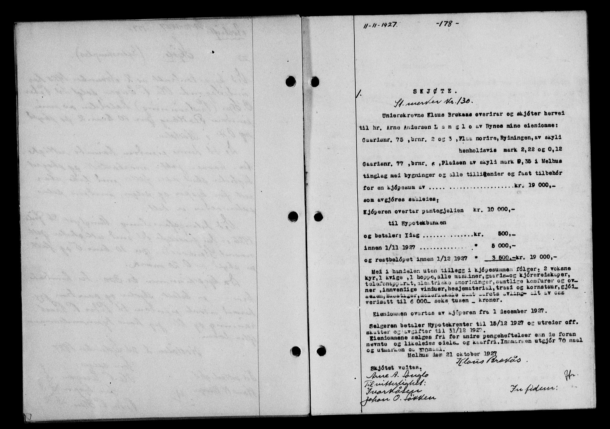 Gauldal sorenskriveri, SAT/A-0014/1/2/2C/L0036: Mortgage book no. 37, 1927-1928, Deed date: 11.11.1927
