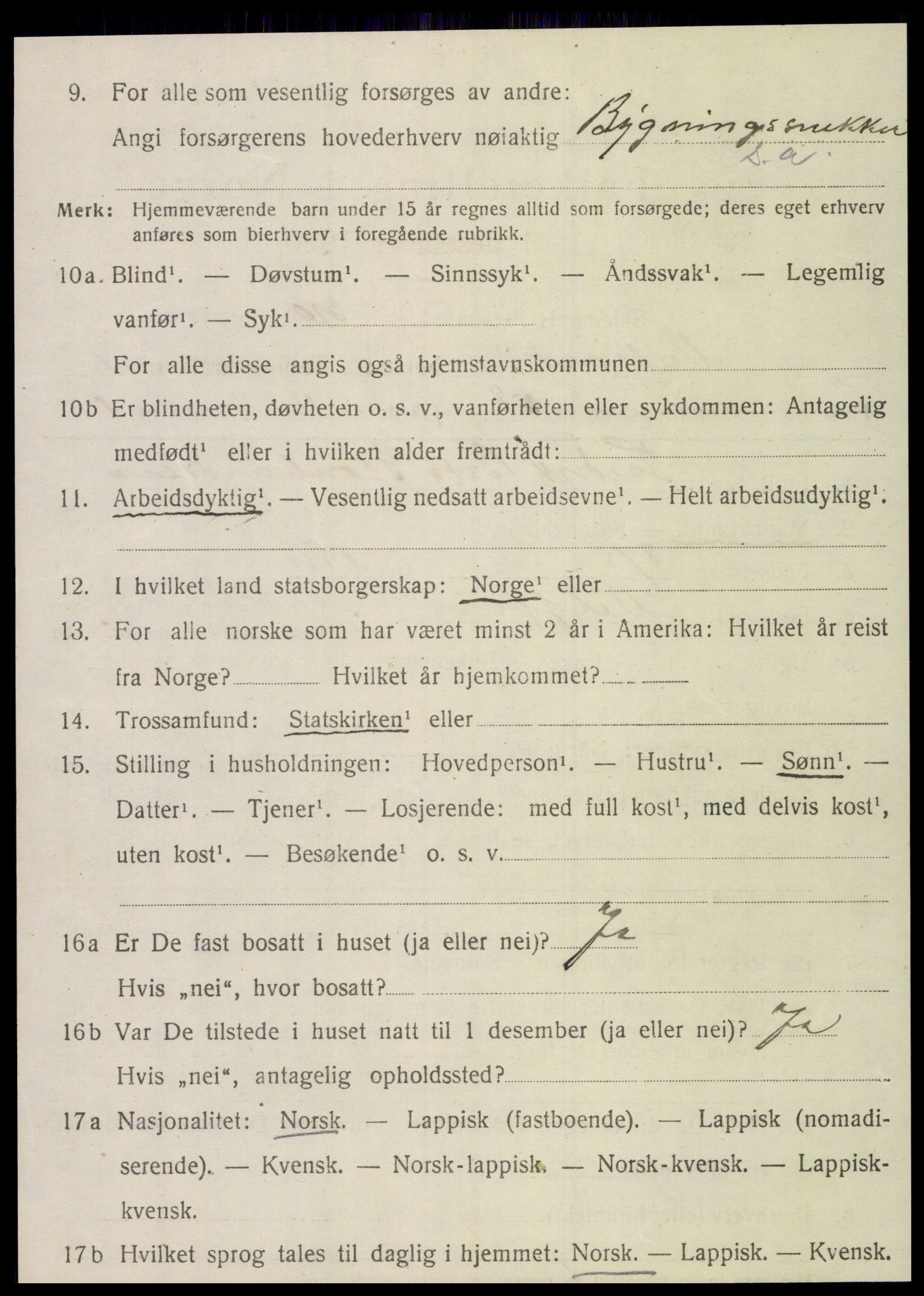 SAT, 1920 census for Velfjord, 1920, p. 1202