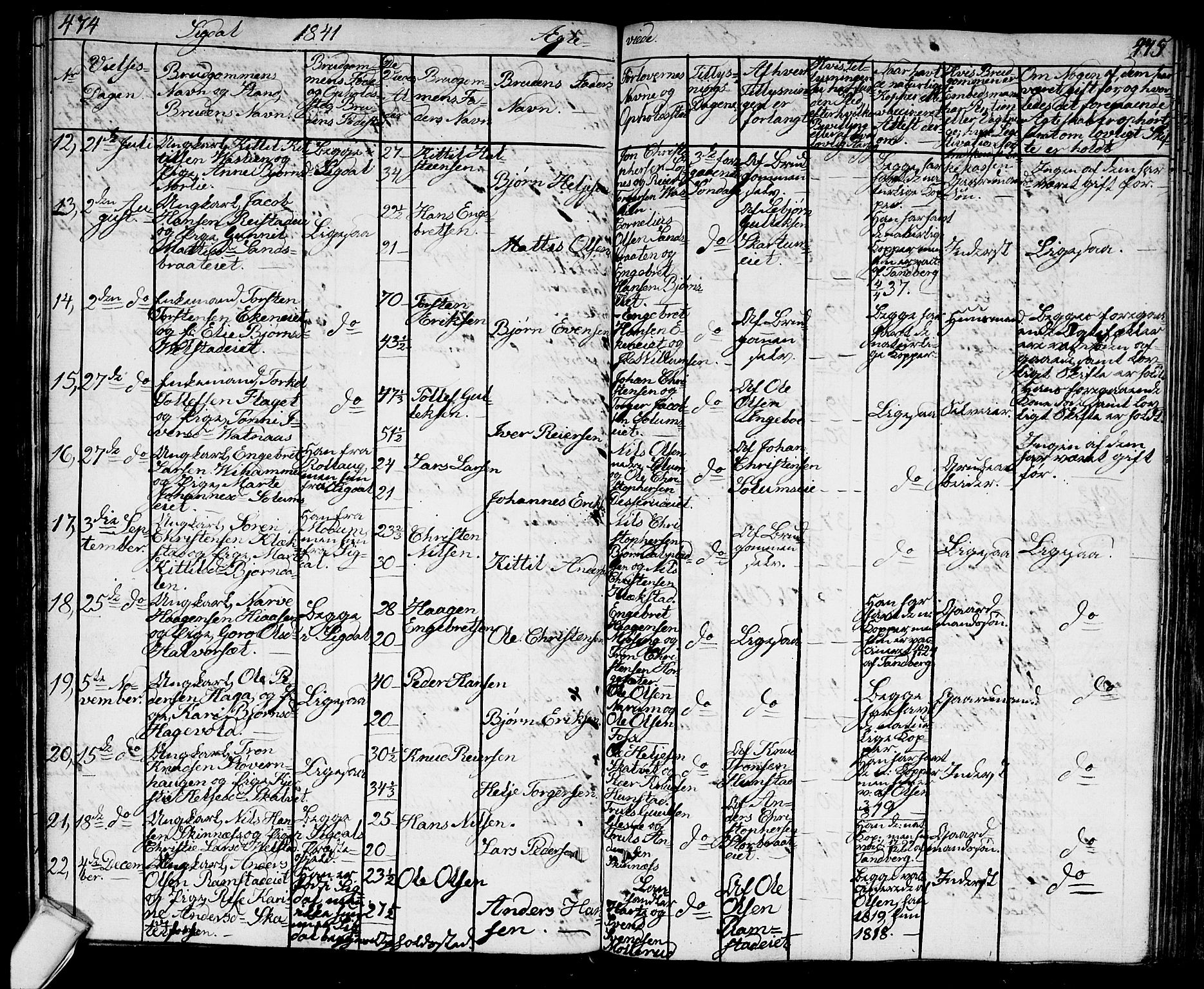 Sigdal kirkebøker, AV/SAKO-A-245/G/Ga/L0002: Parish register (copy) no. I 2, 1835-1856, p. 474-475