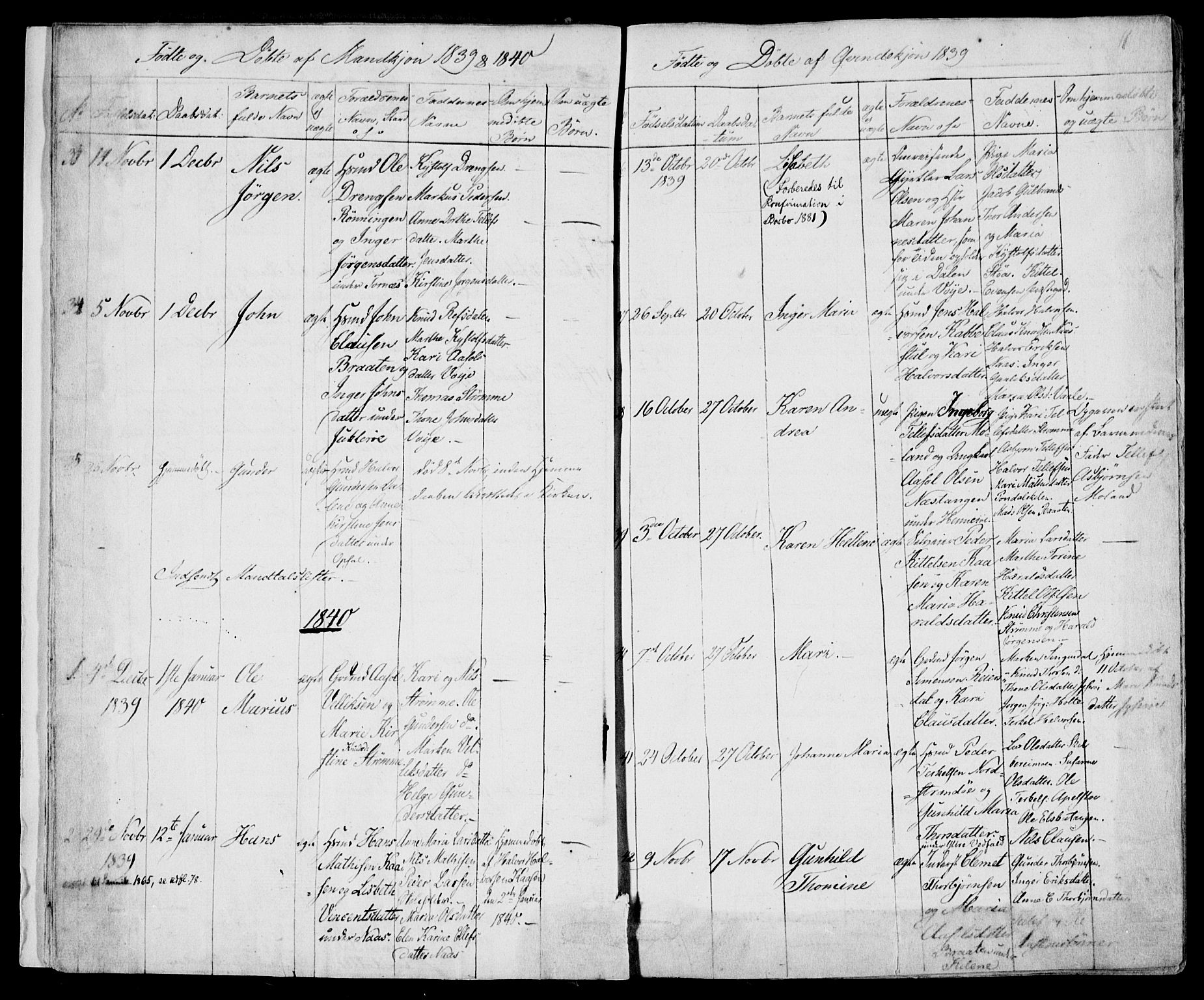Drangedal kirkebøker, SAKO/A-258/F/Fa/L0007a: Parish register (official) no. 7a, 1837-1856, p. 11