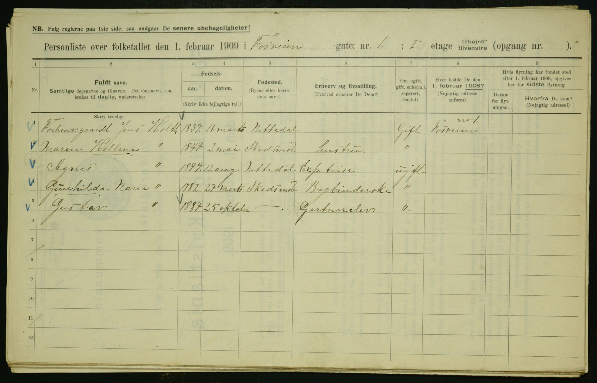 OBA, Municipal Census 1909 for Kristiania, 1909, p. 22306