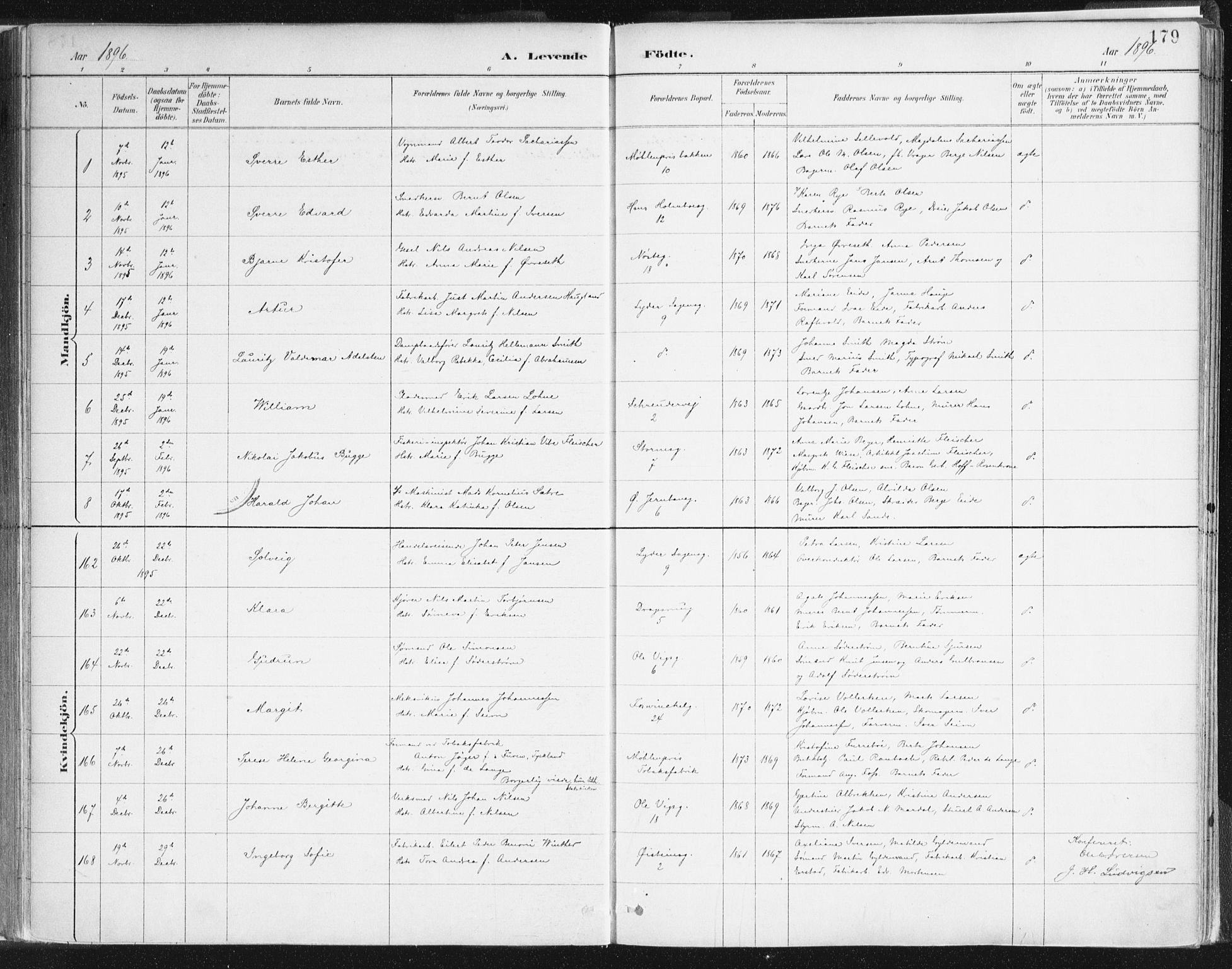 Johanneskirken sokneprestembete, AV/SAB-A-76001/H/Haa/L0001: Parish register (official) no. A 1, 1885-1900, p. 179