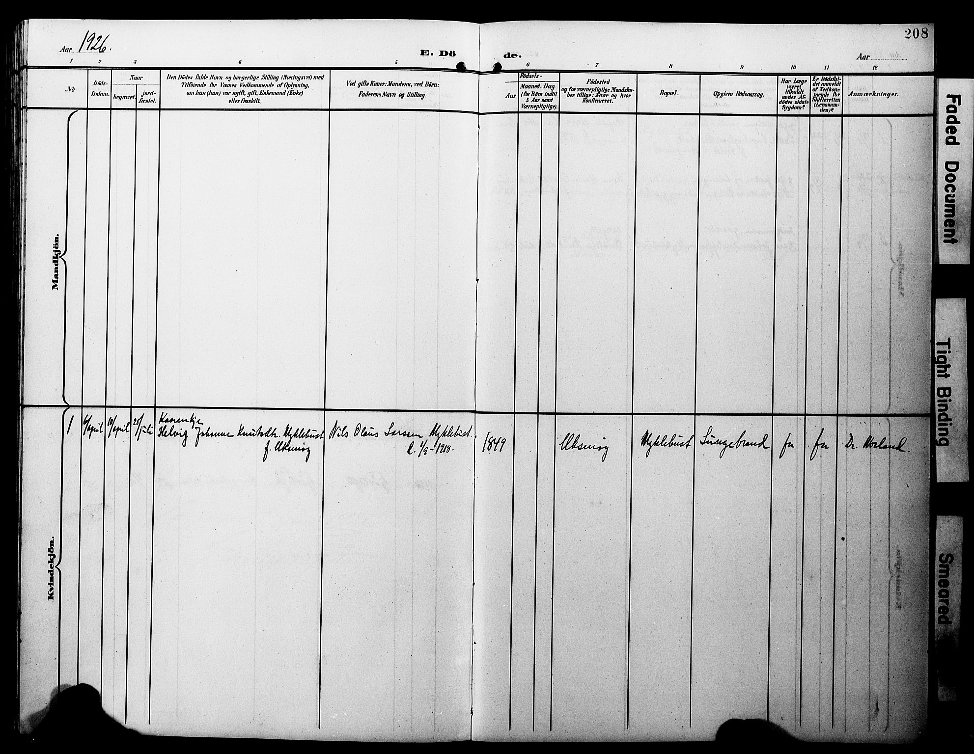 Ministerialprotokoller, klokkerbøker og fødselsregistre - Møre og Romsdal, AV/SAT-A-1454/538/L0524: Parish register (copy) no. 538C02, 1901-1931, p. 208