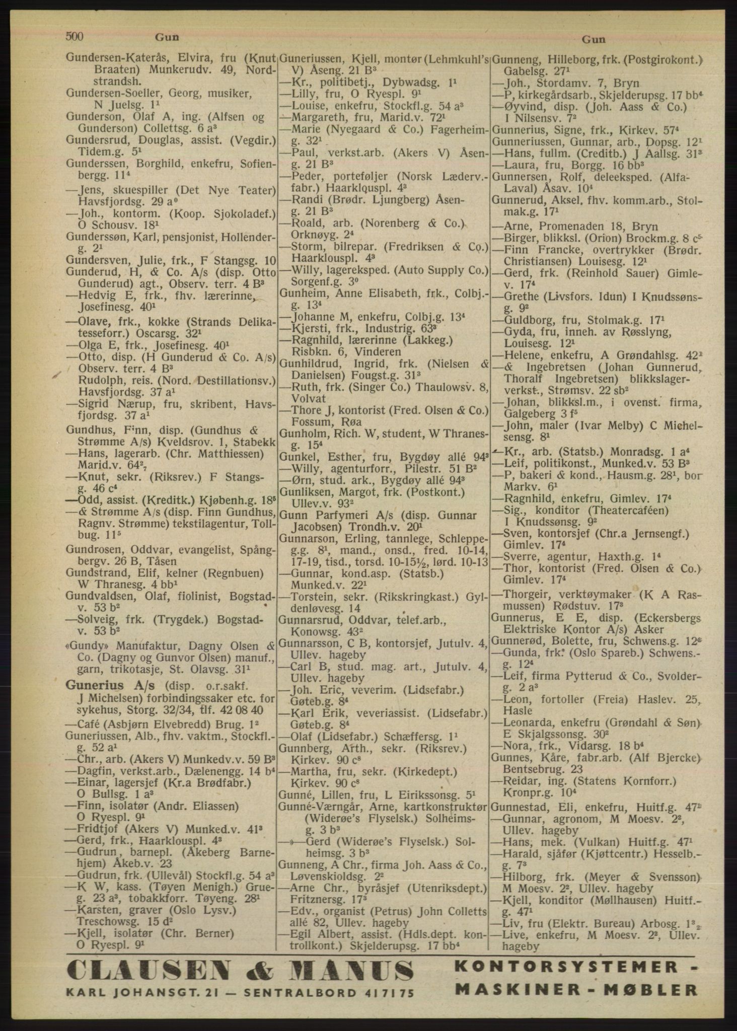 Kristiania/Oslo adressebok, PUBL/-, 1950, p. 500