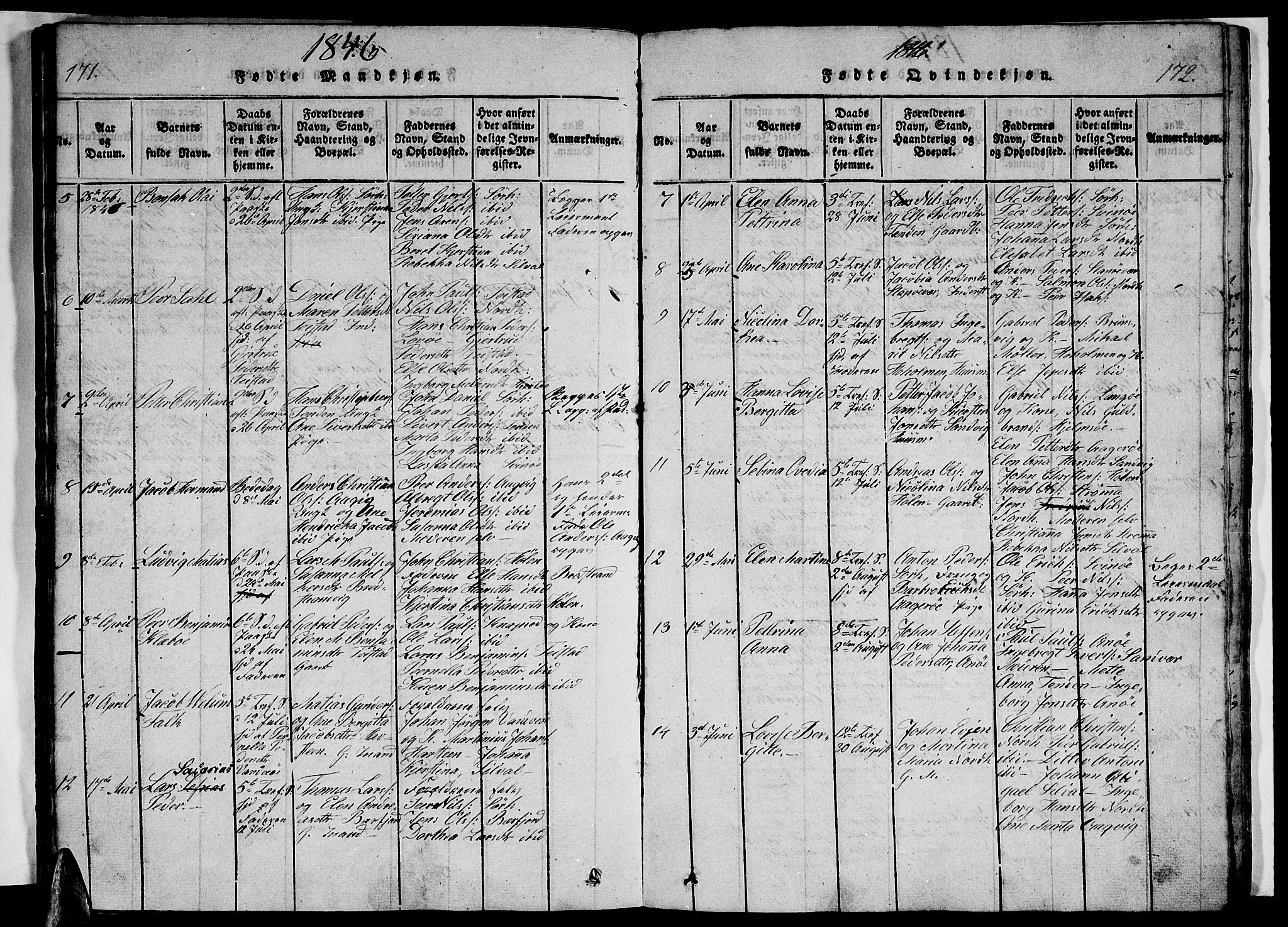 Ministerialprotokoller, klokkerbøker og fødselsregistre - Nordland, AV/SAT-A-1459/834/L0510: Parish register (copy) no. 834C01, 1820-1847, p. 171-172