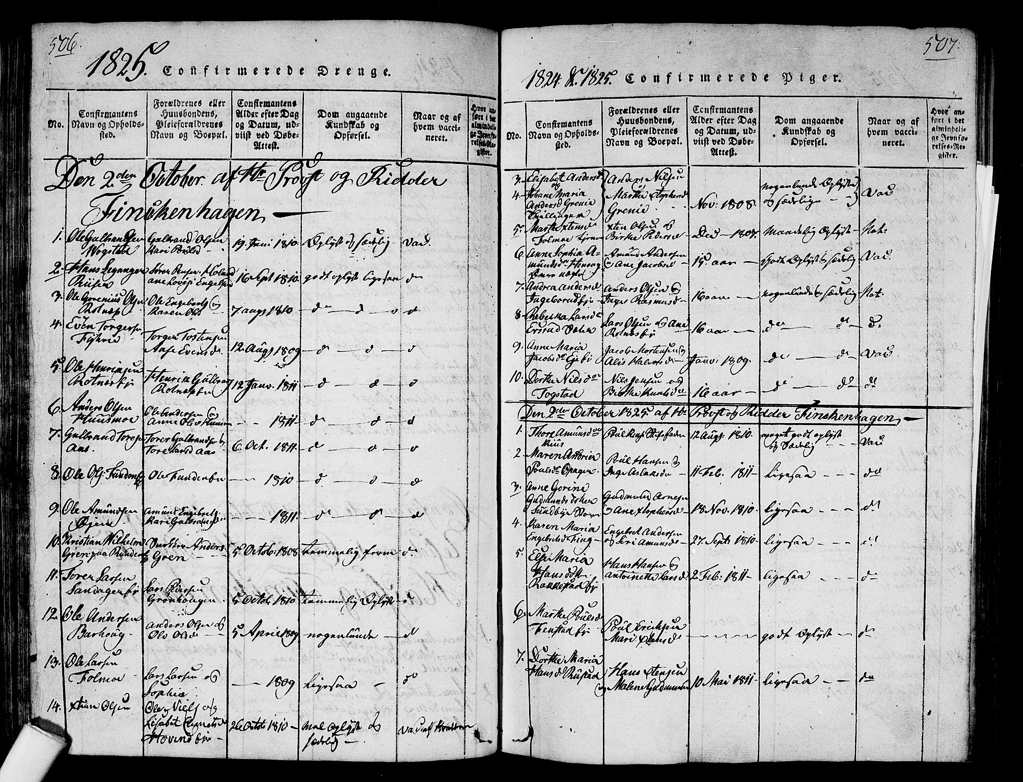 Nes prestekontor Kirkebøker, SAO/A-10410/G/Ga/L0001: Parish register (copy) no. I 1, 1815-1835, p. 506-507