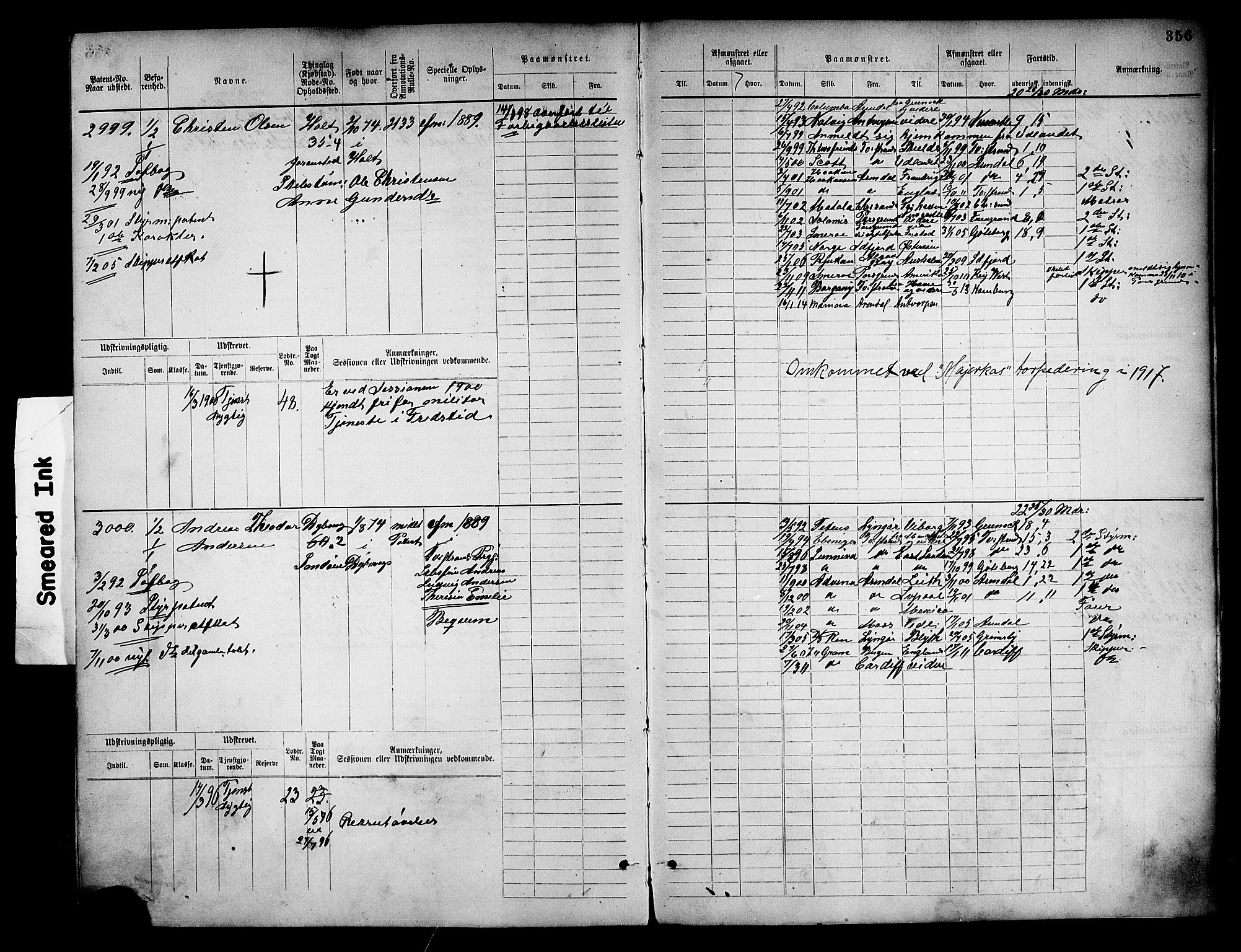 Tvedestrand mønstringskrets, SAK/2031-0011/F/Fb/L0018: Hovedrulle nr 2289-3056, U-34, 1882-1892, p. 368