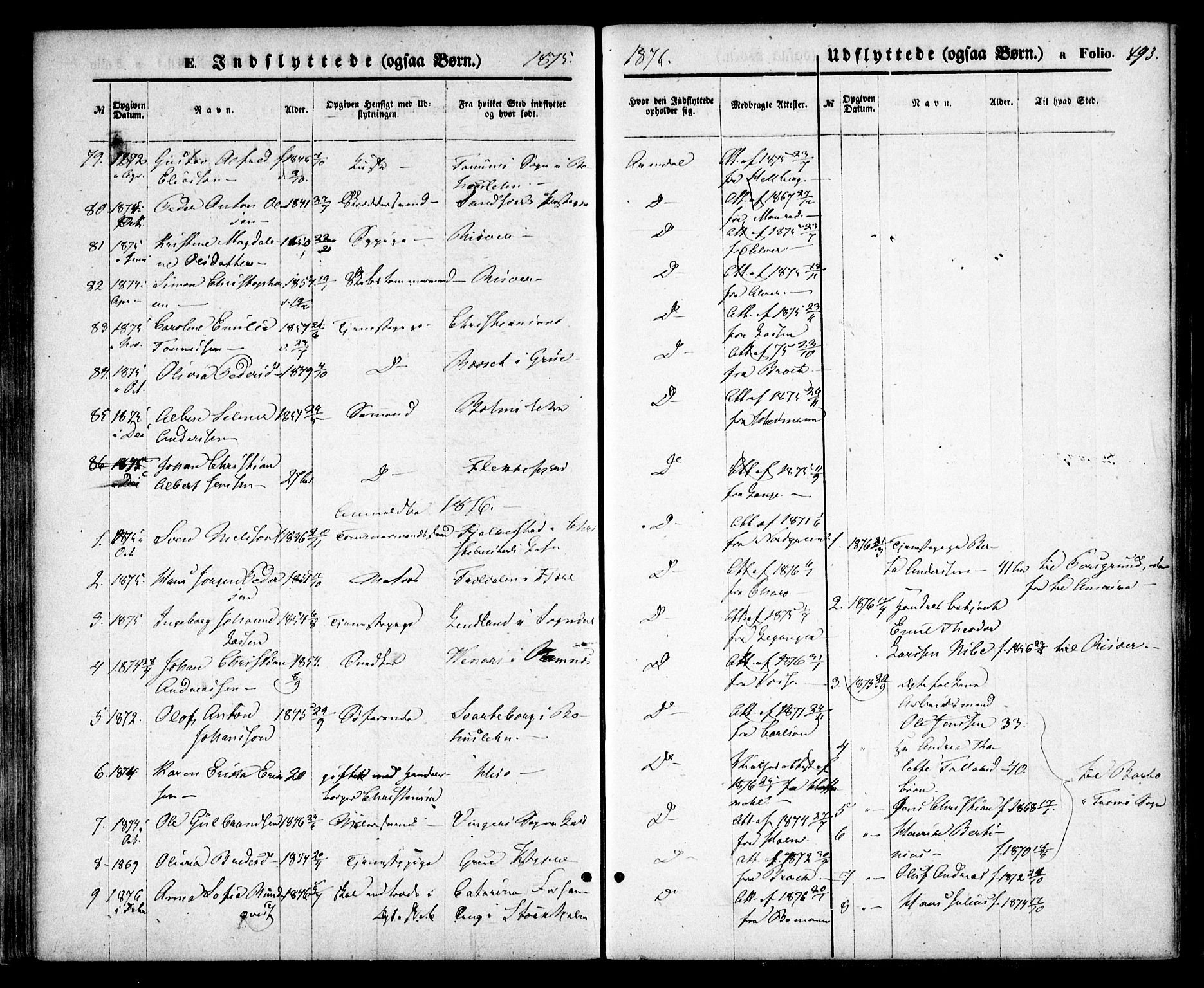 Arendal sokneprestkontor, Trefoldighet, SAK/1111-0040/F/Fa/L0007: Parish register (official) no. A 7, 1868-1878, p. 493