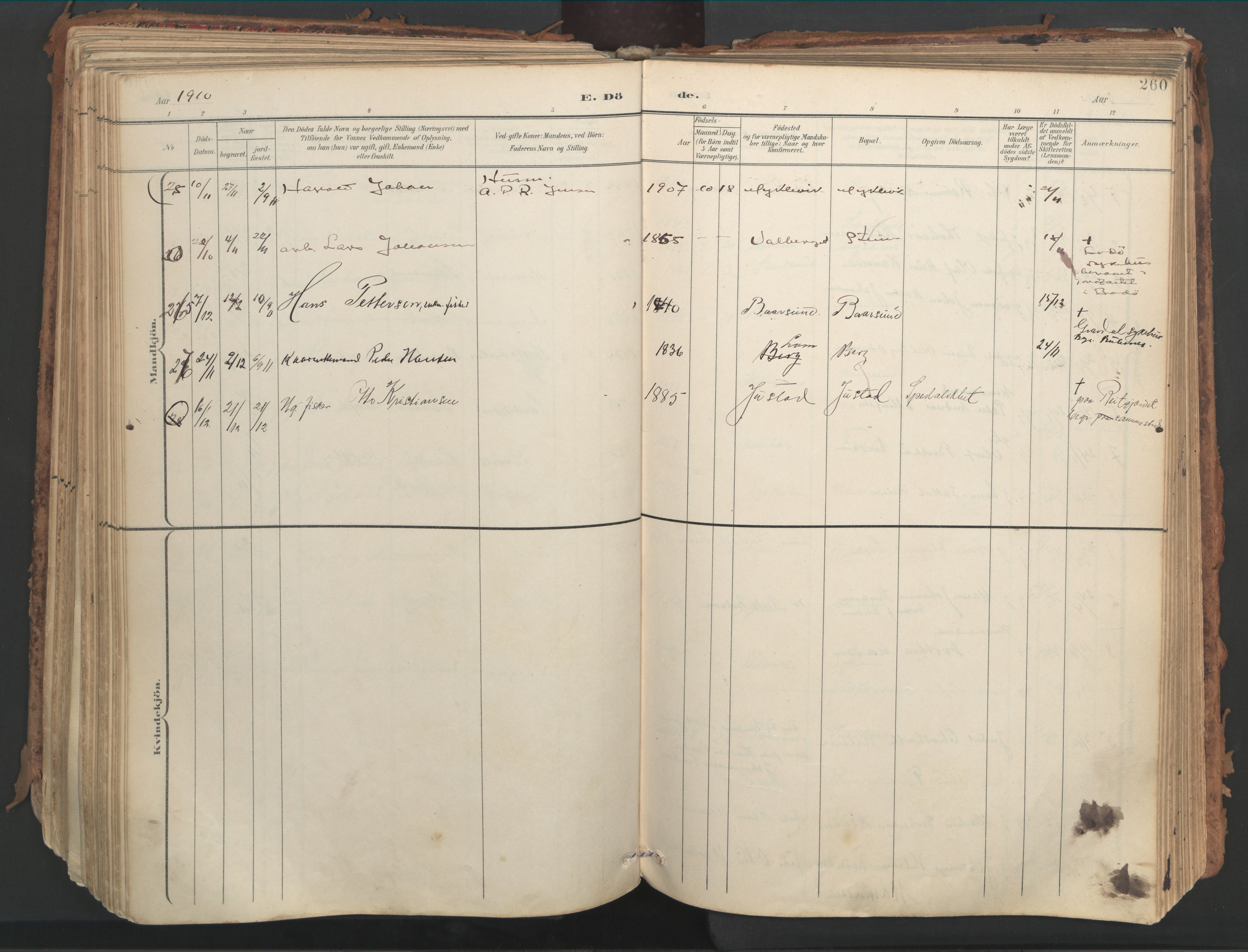 Ministerialprotokoller, klokkerbøker og fødselsregistre - Nordland, AV/SAT-A-1459/882/L1180: Parish register (official) no. 882A02, 1897-1913, p. 260