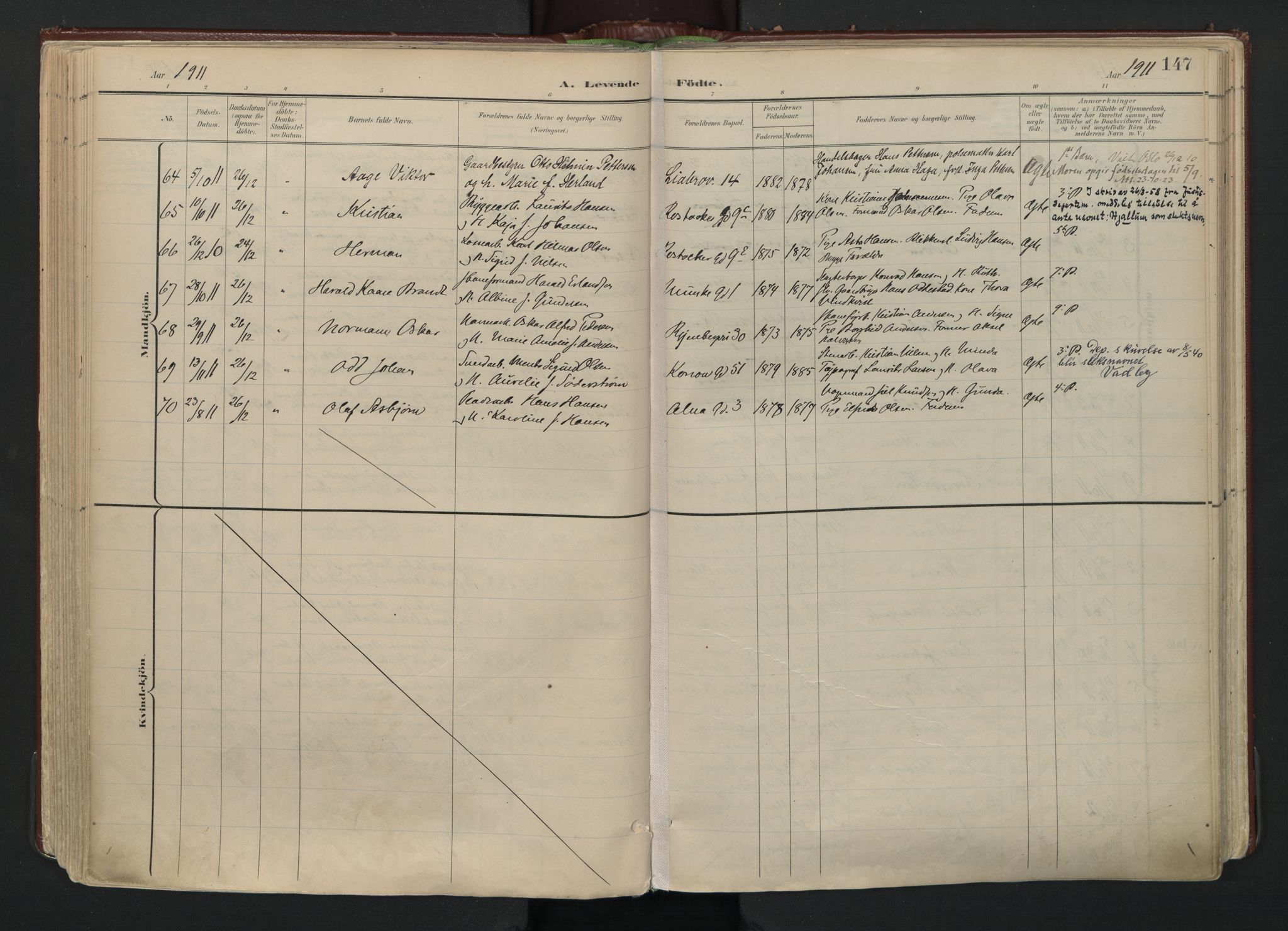 Gamlebyen prestekontor Kirkebøker, AV/SAO-A-10884/F/Fa/L0010: Parish register (official) no. 10, 1895-1935, p. 147