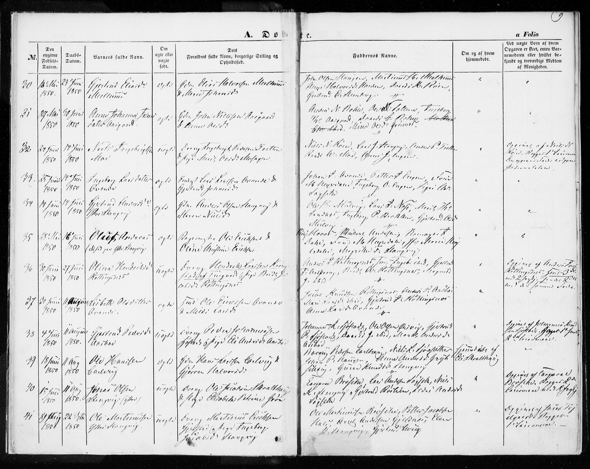 Ministerialprotokoller, klokkerbøker og fødselsregistre - Møre og Romsdal, AV/SAT-A-1454/592/L1026: Parish register (official) no. 592A04, 1849-1867, p. 9
