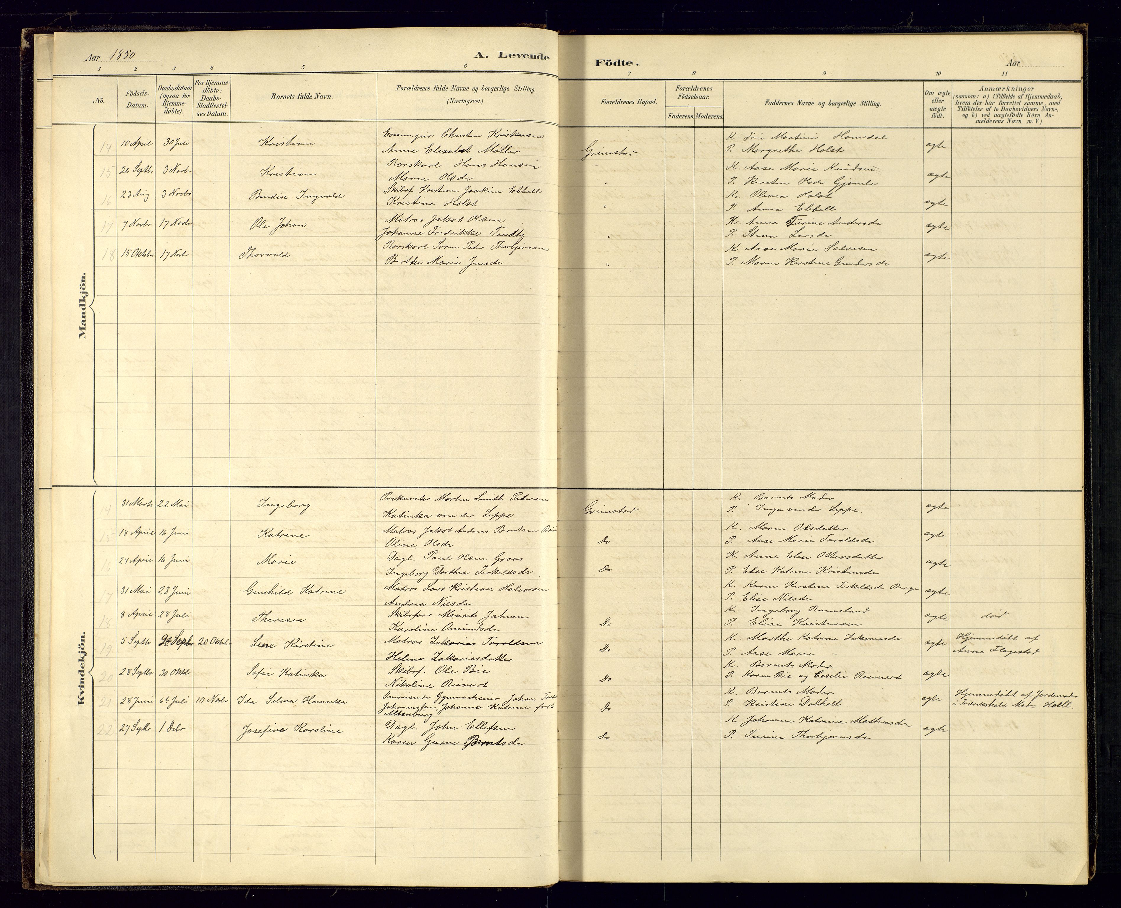 Grimstad sokneprestkontor, AV/SAK-1111-0017/F/Fa/L0001: Parish register (official) no. A 1a, 1850-1877