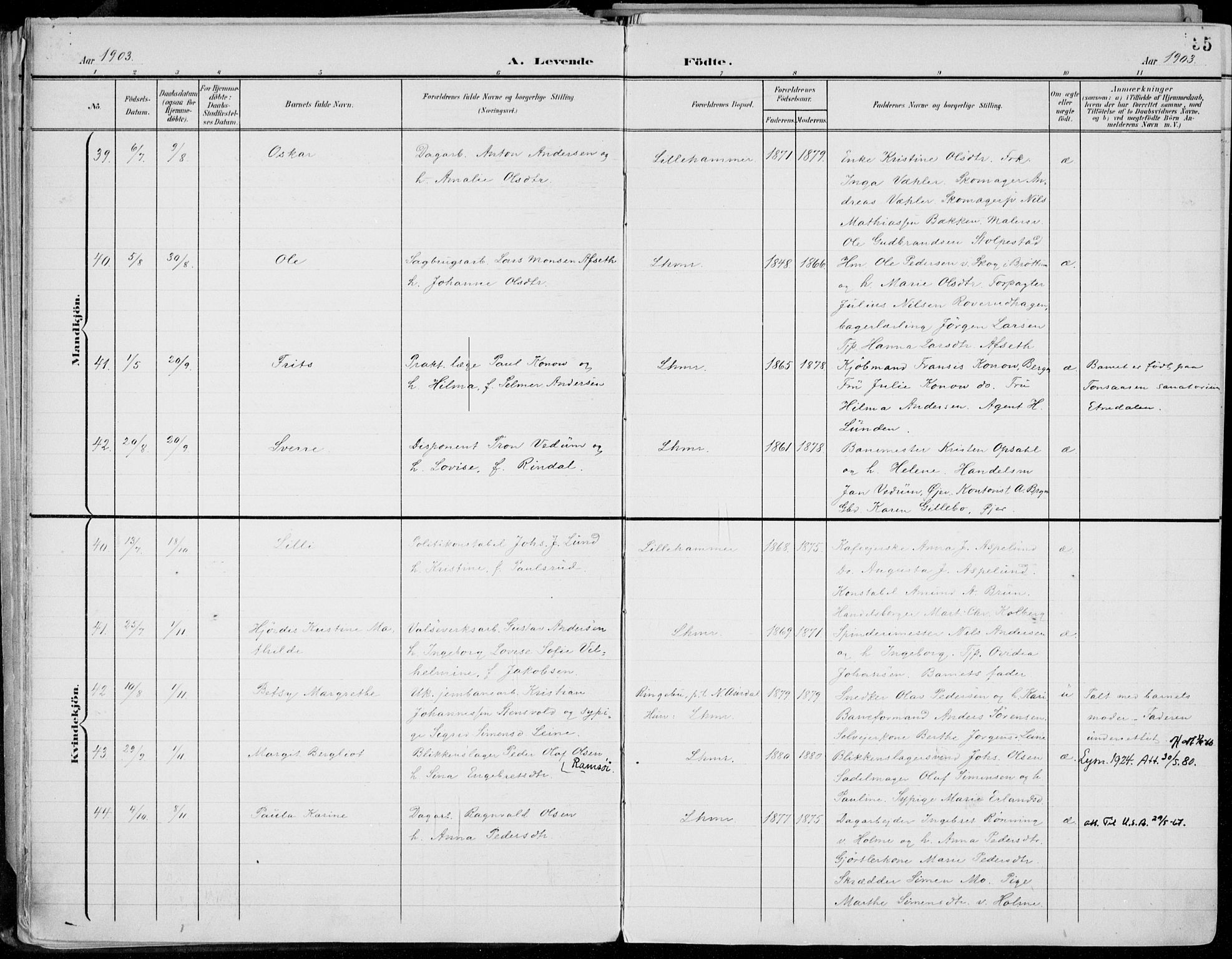 Lillehammer prestekontor, AV/SAH-PREST-088/H/Ha/Haa/L0001: Parish register (official) no. 1, 1901-1916, p. 35