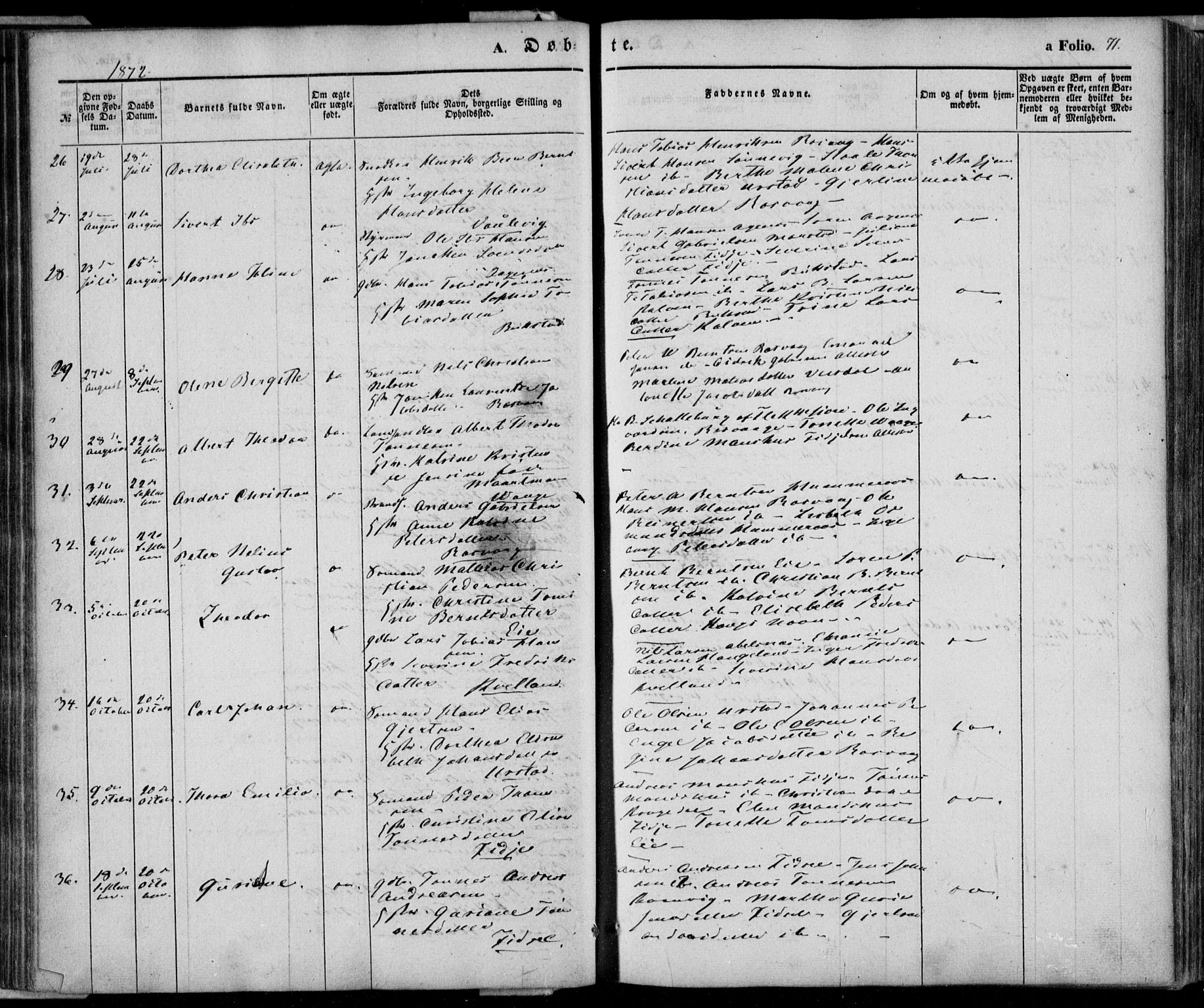 Flekkefjord sokneprestkontor, AV/SAK-1111-0012/F/Fa/Fab/L0004: Parish register (official) no. A 4, 1850-1875, p. 71