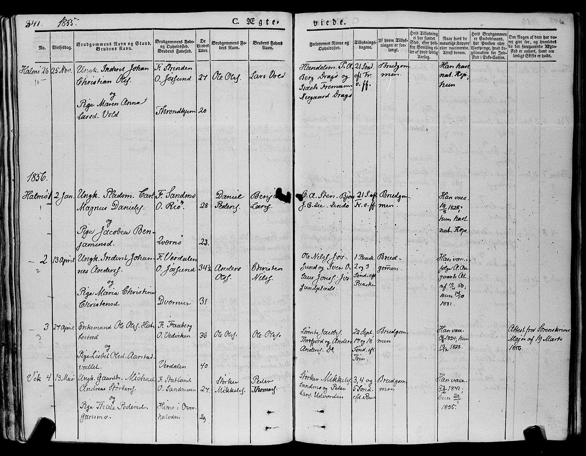 Ministerialprotokoller, klokkerbøker og fødselsregistre - Nord-Trøndelag, SAT/A-1458/773/L0614: Parish register (official) no. 773A05, 1831-1856, p. 341