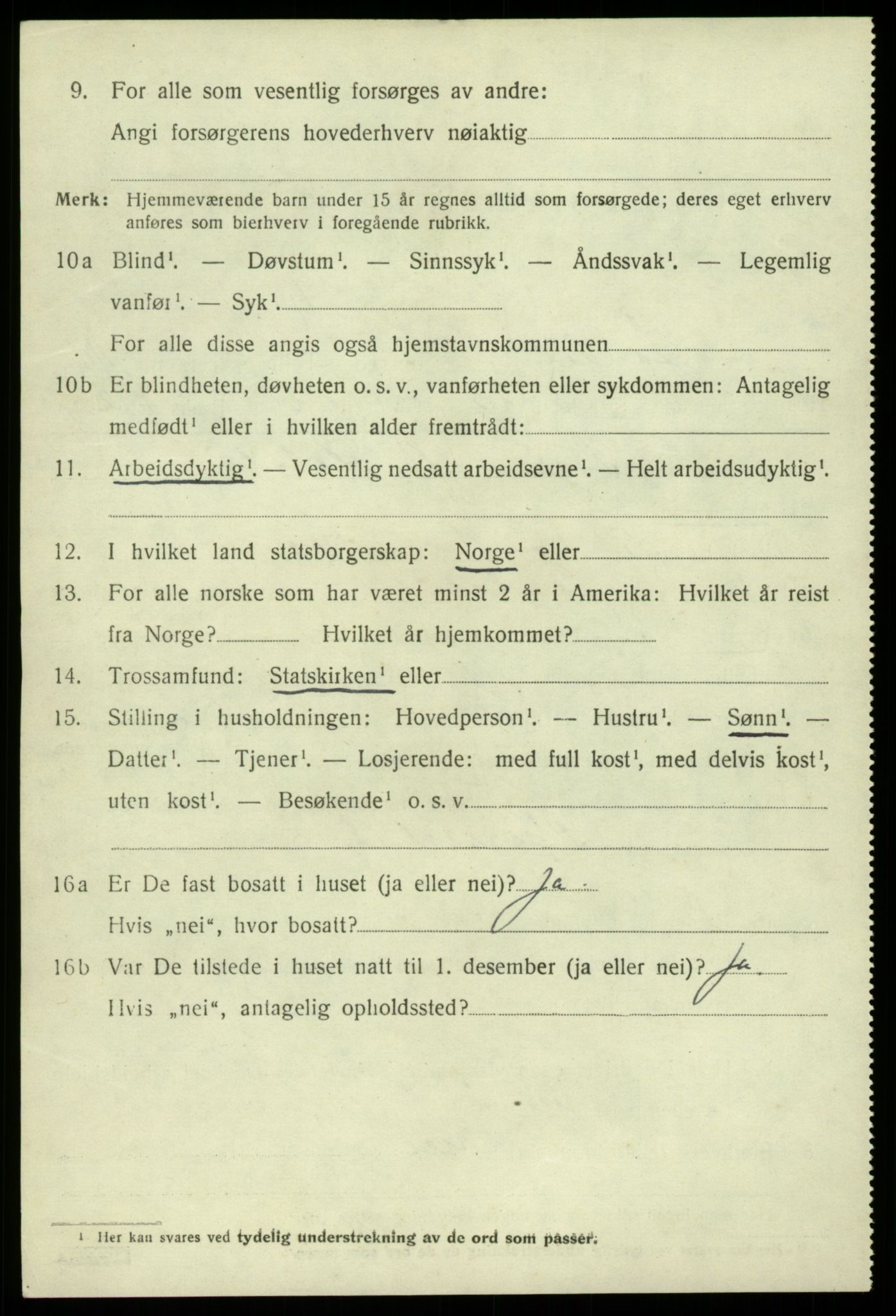 SAB, 1920 census for Jondal, 1920, p. 2489