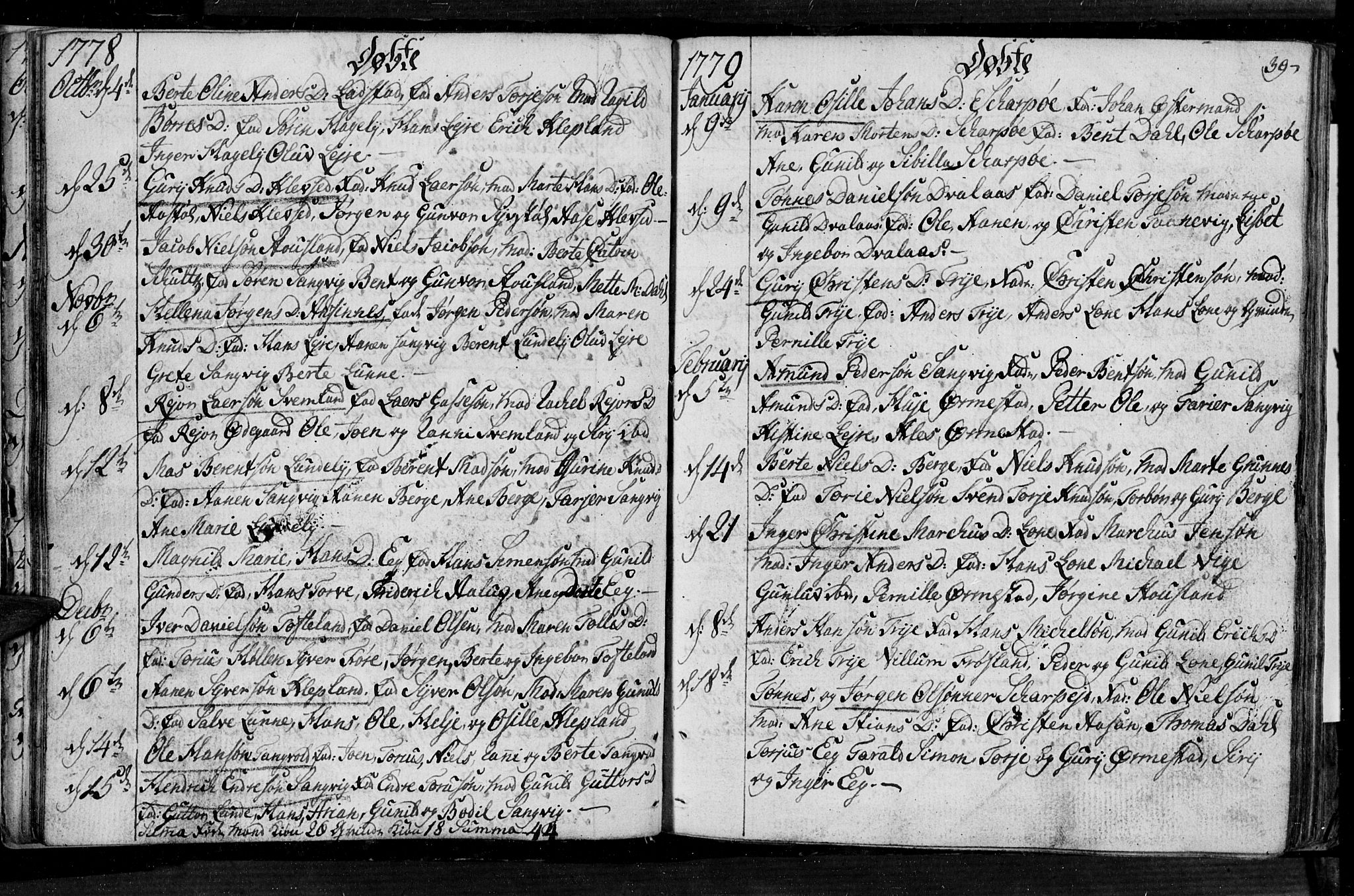 Søgne sokneprestkontor, SAK/1111-0037/F/Fa/Fab/L0004: Parish register (official) no. A 4, 1770-1822, p. 38-39