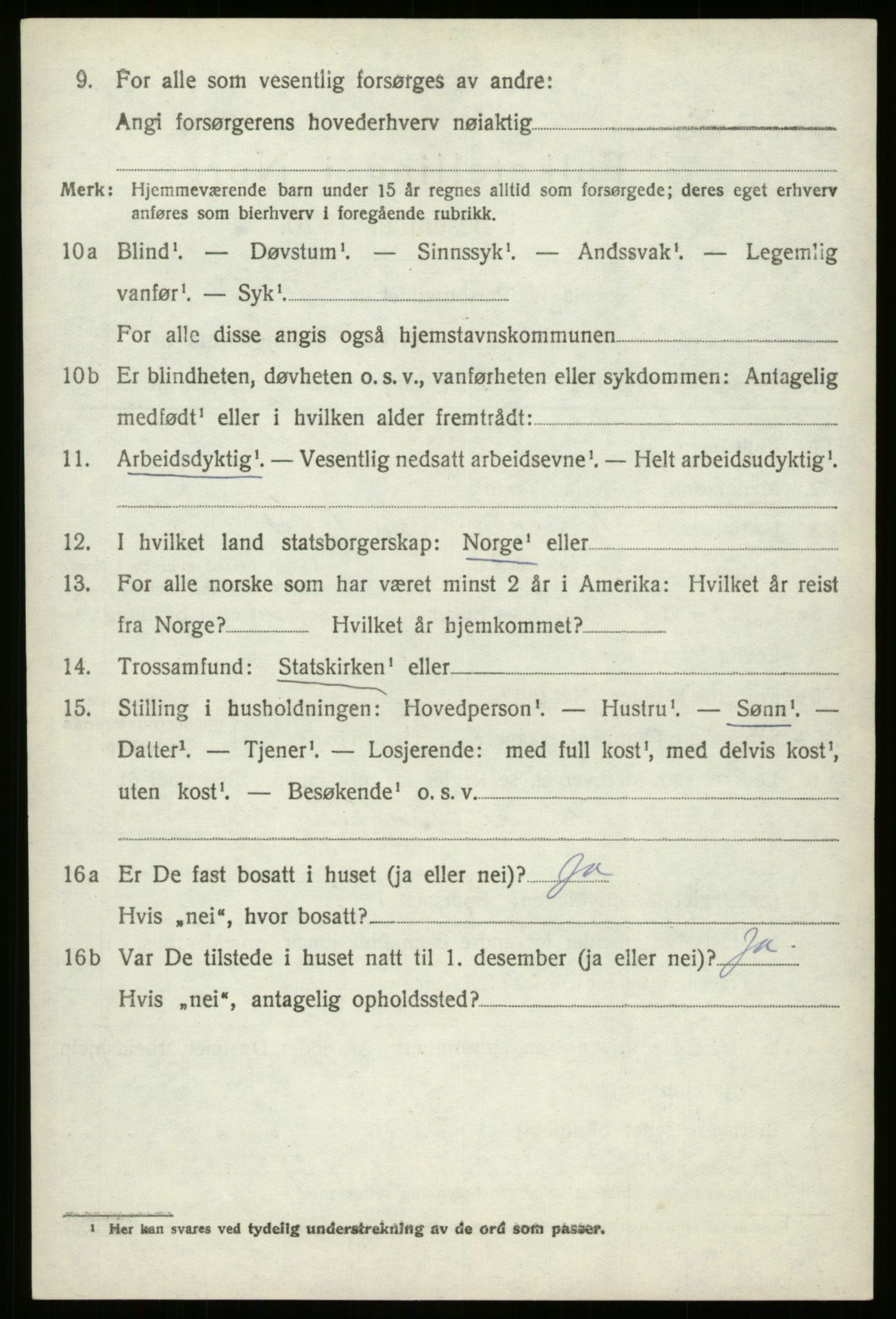 SAB, 1920 census for Hornindal, 1920, p. 3125