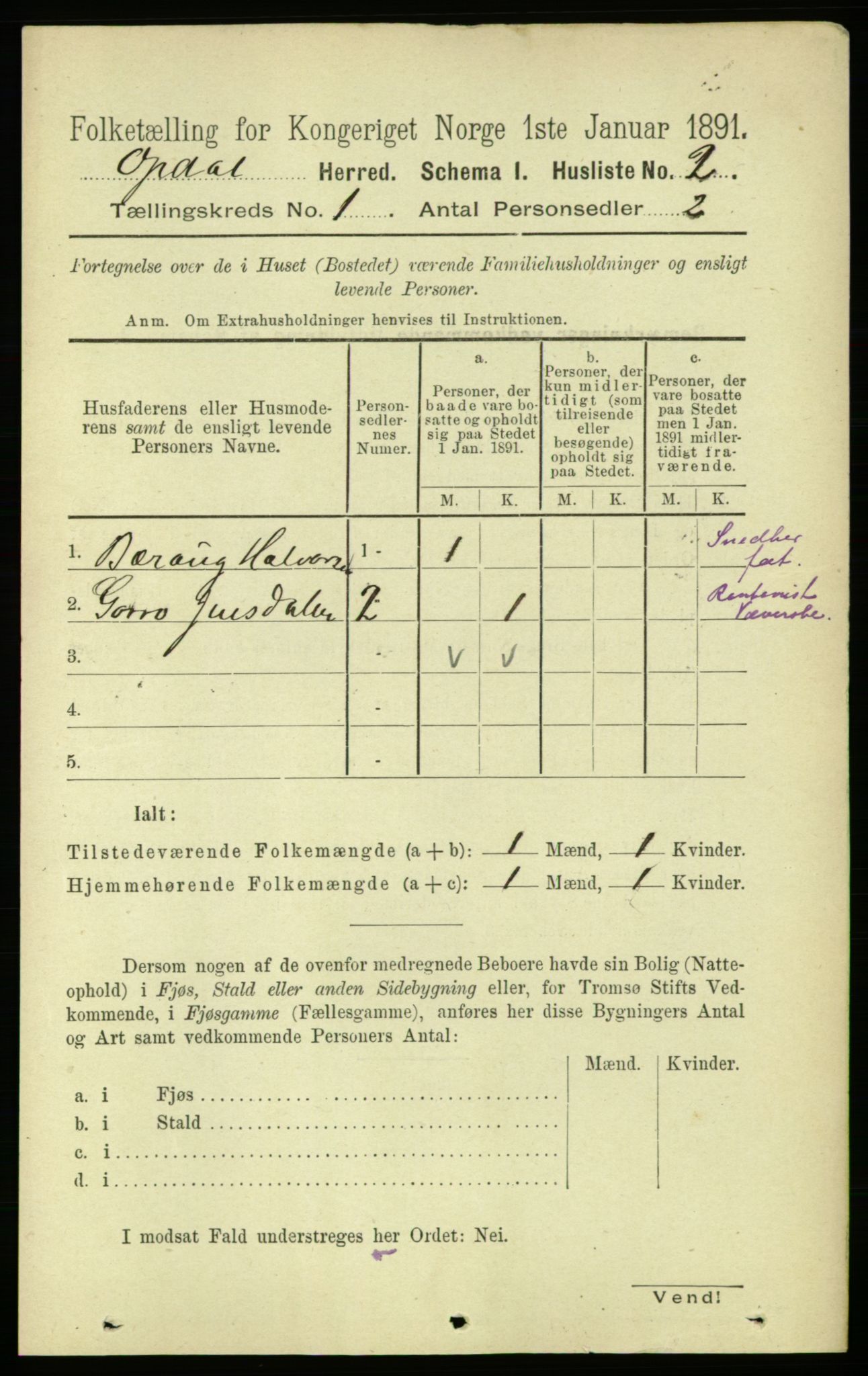 RA, 1891 census for 1634 Oppdal, 1891, p. 28