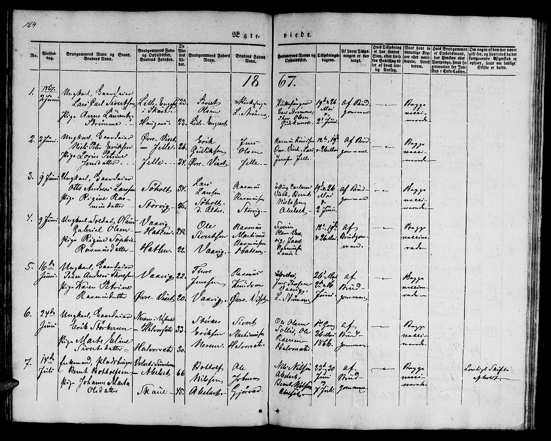 Ministerialprotokoller, klokkerbøker og fødselsregistre - Møre og Romsdal, SAT/A-1454/522/L0324: Parish register (copy) no. 522C03, 1854-1871, p. 124