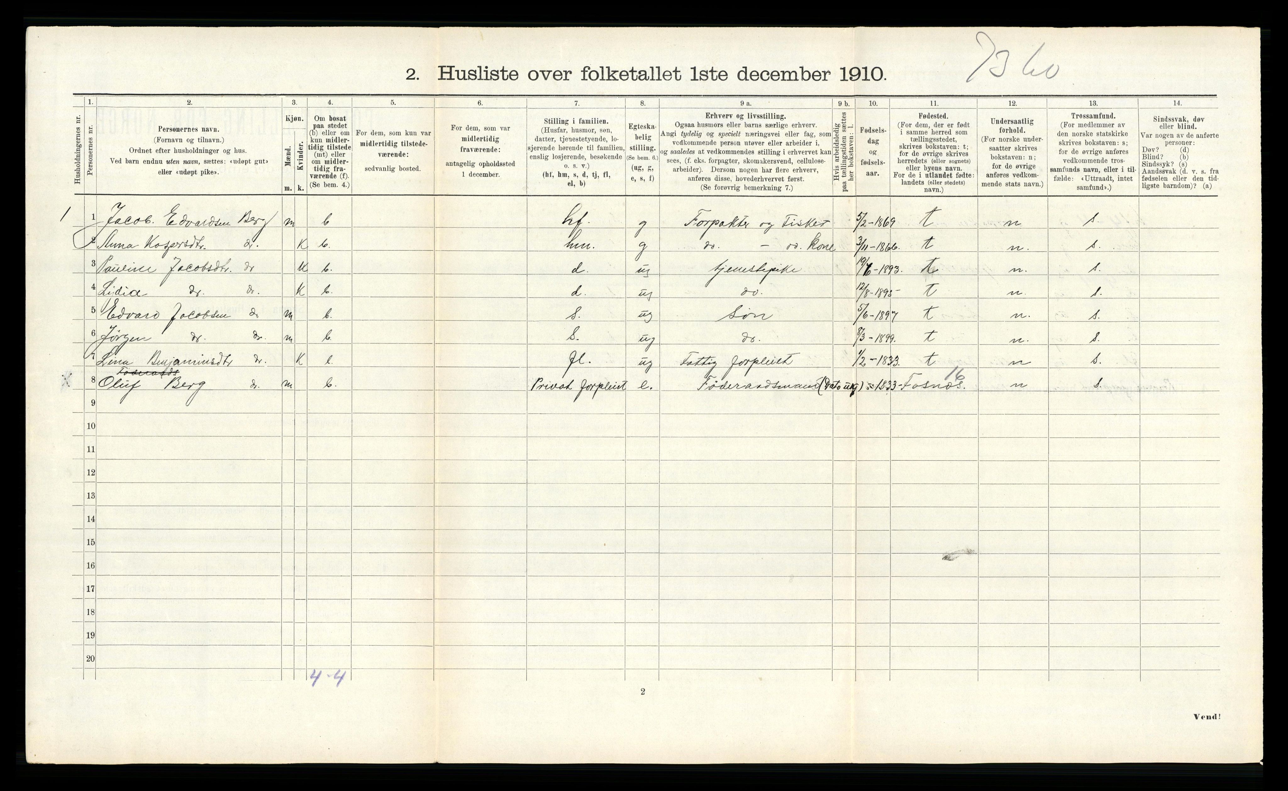 RA, 1910 census for Vikna, 1910, p. 730