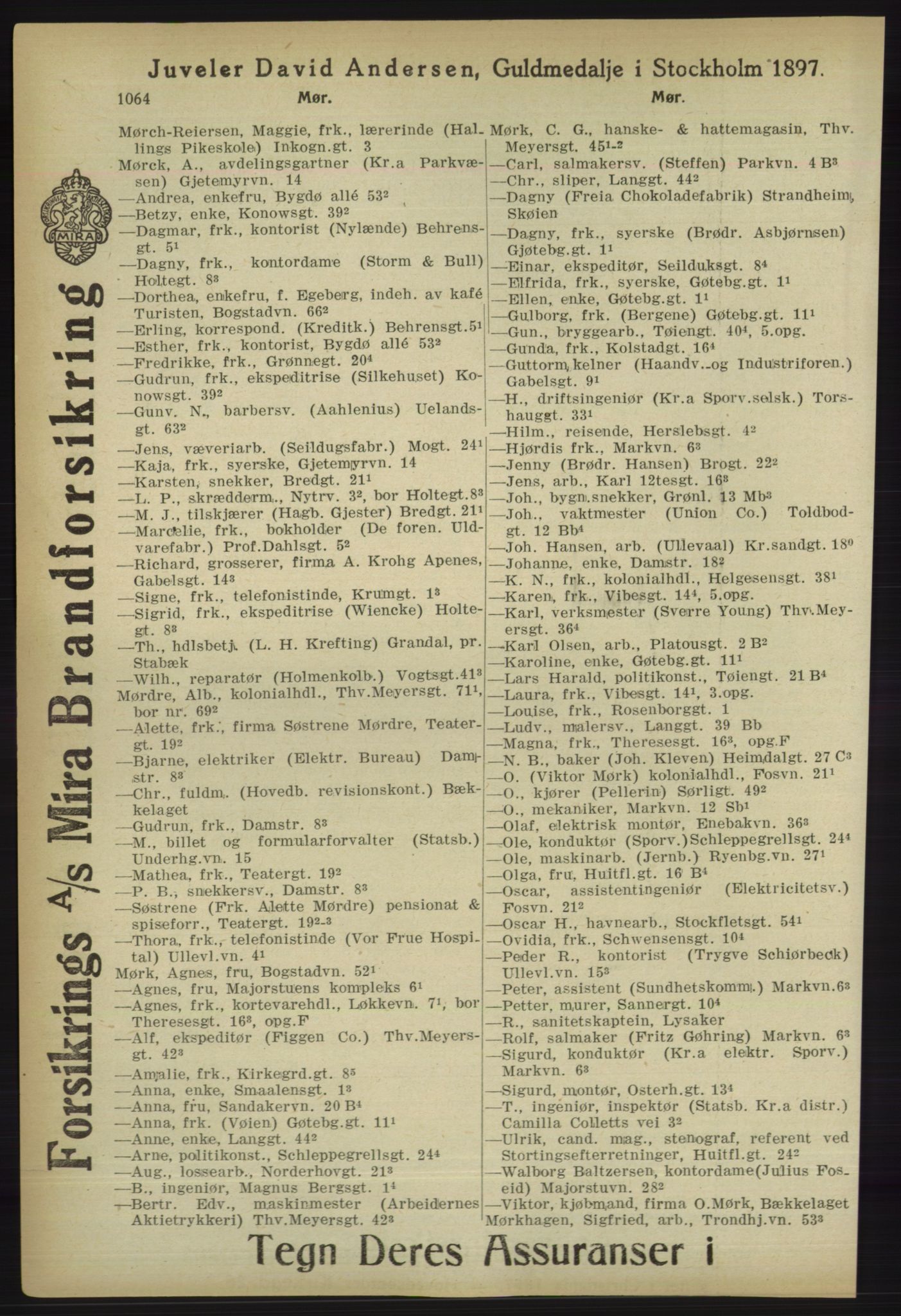 Kristiania/Oslo adressebok, PUBL/-, 1918, p. 1089