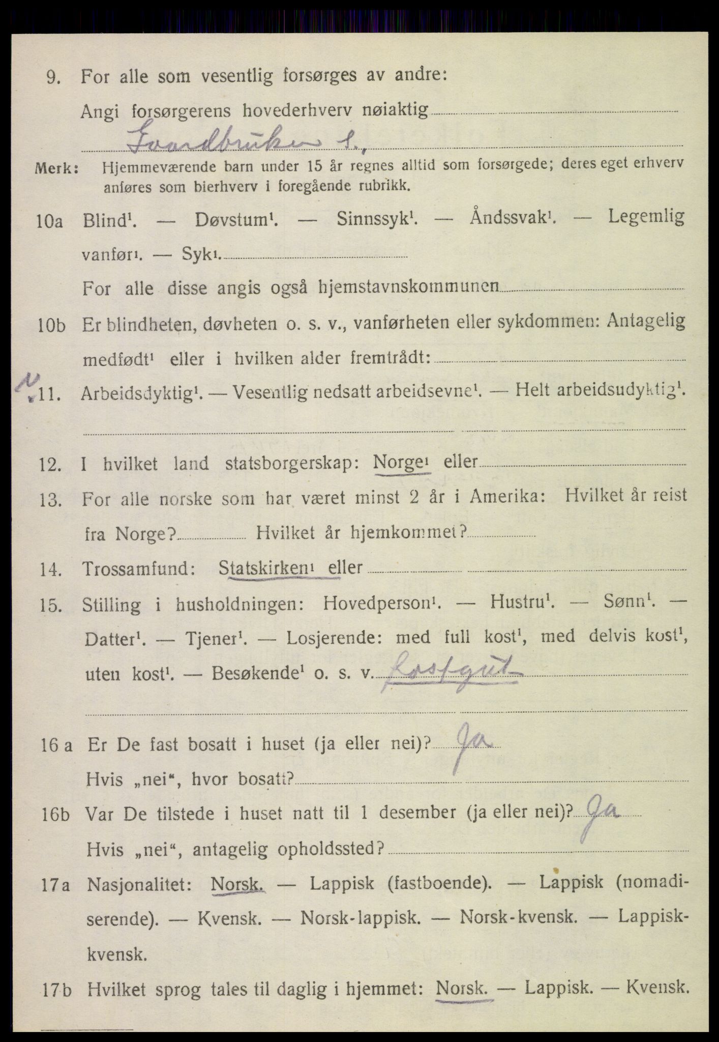 SAT, 1920 census for Alstahaug, 1920, p. 594