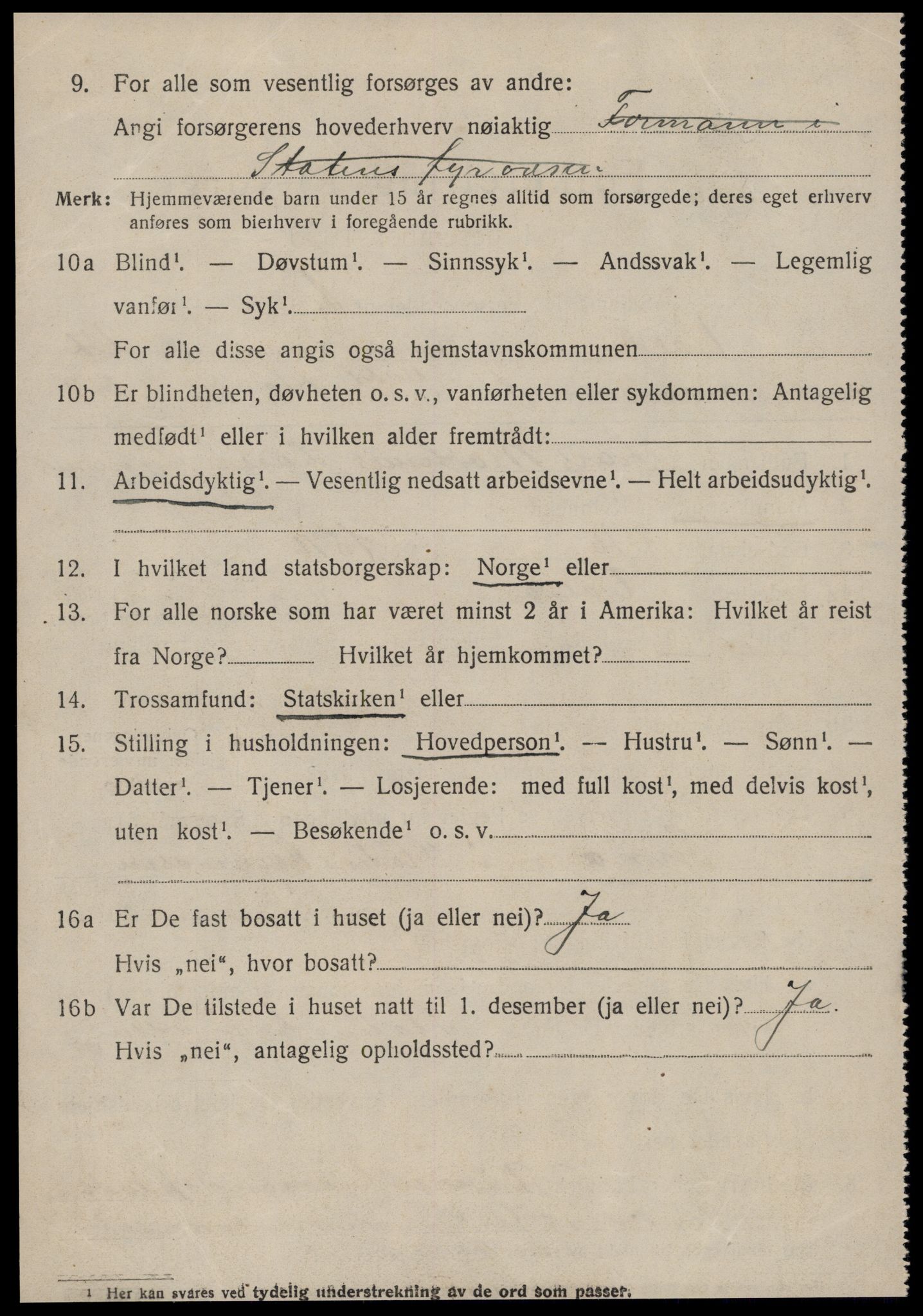 SAT, 1920 census for Volda, 1920, p. 12497