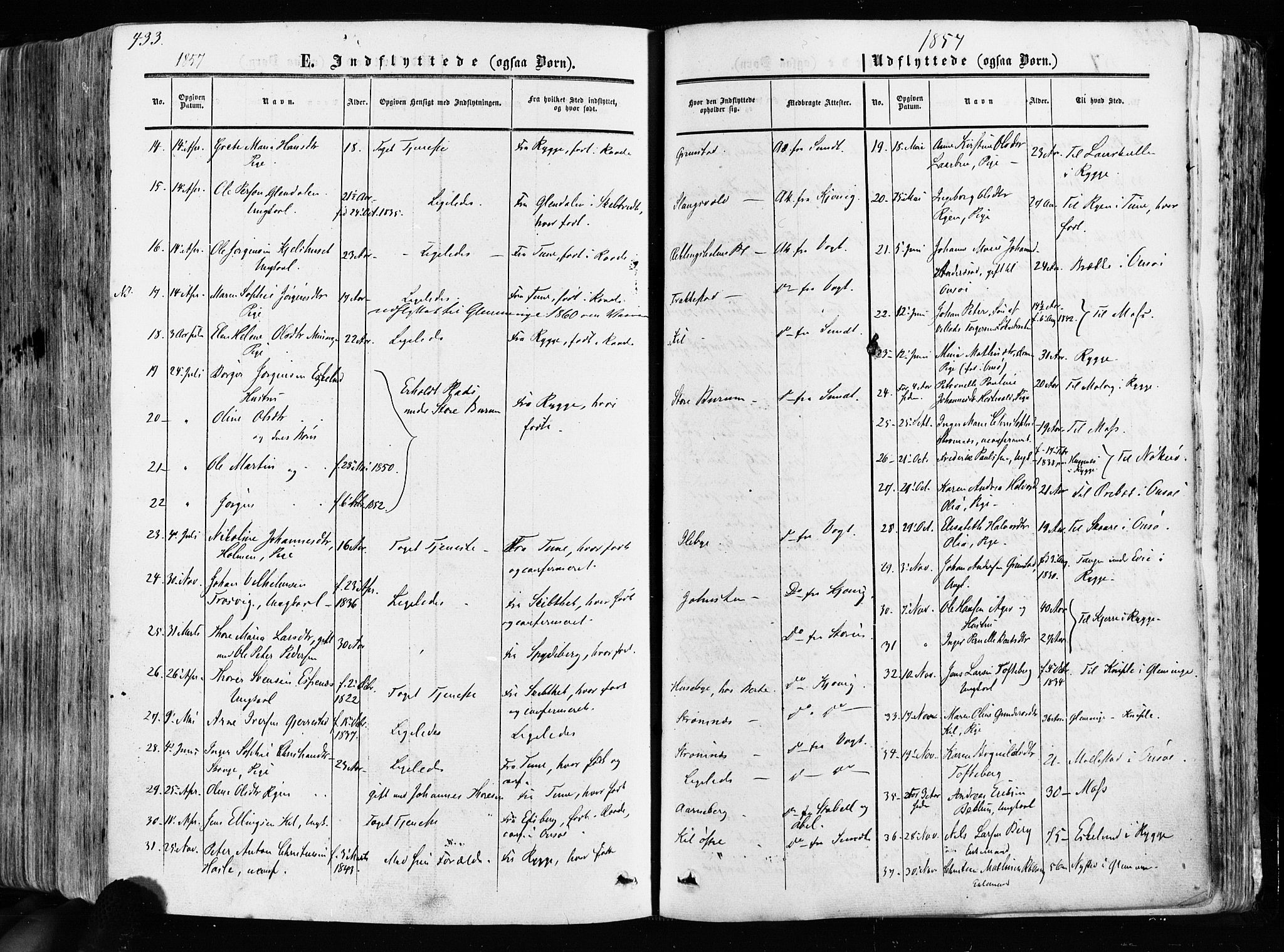 Råde prestekontor kirkebøker, AV/SAO-A-2009/F/Fa/L0006: Parish register (official) no. 6, 1854-1877, p. 433