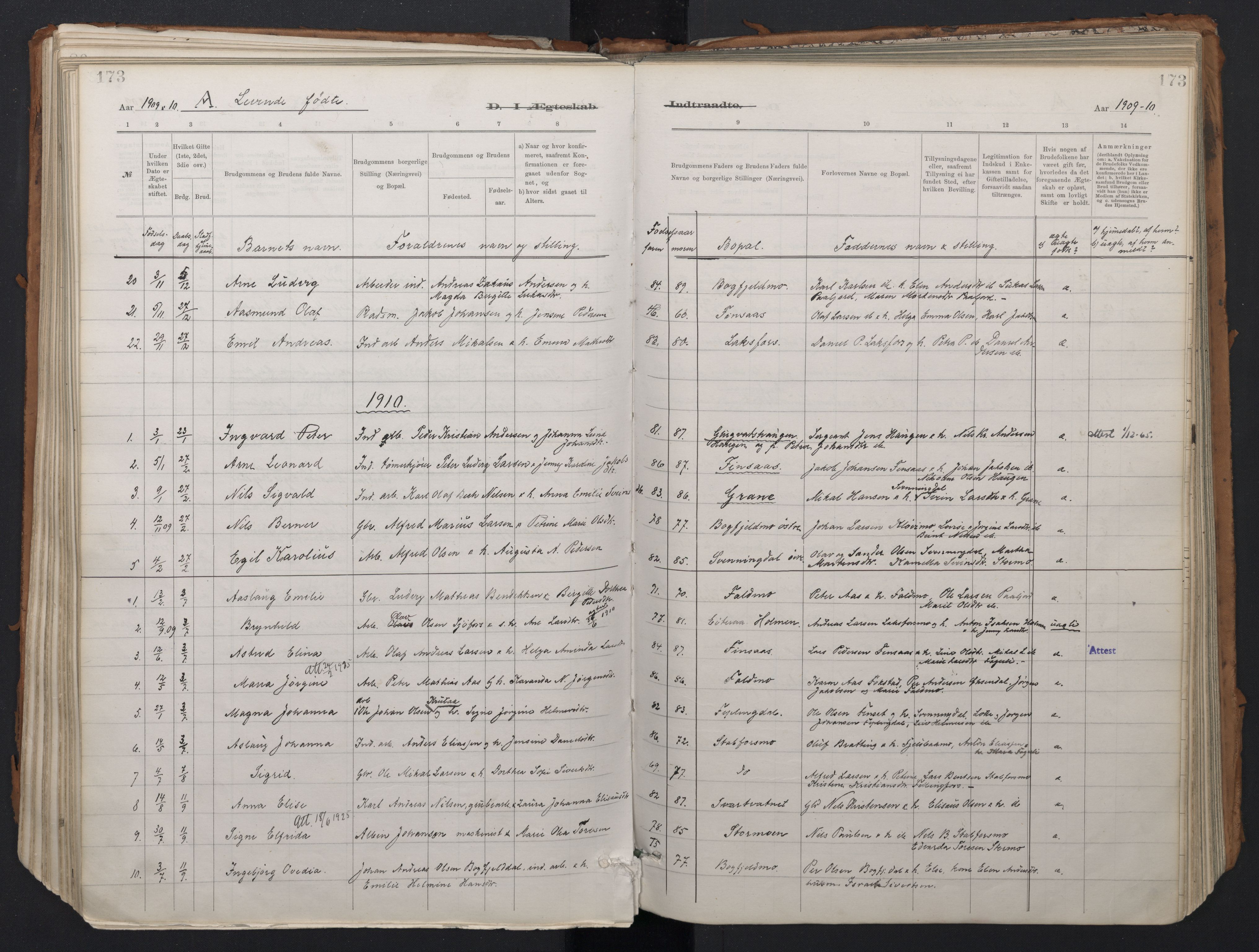 Ministerialprotokoller, klokkerbøker og fødselsregistre - Nordland, SAT/A-1459/824/L0338: Parish register (official) no. 824A01, 1880-1915, p. 173
