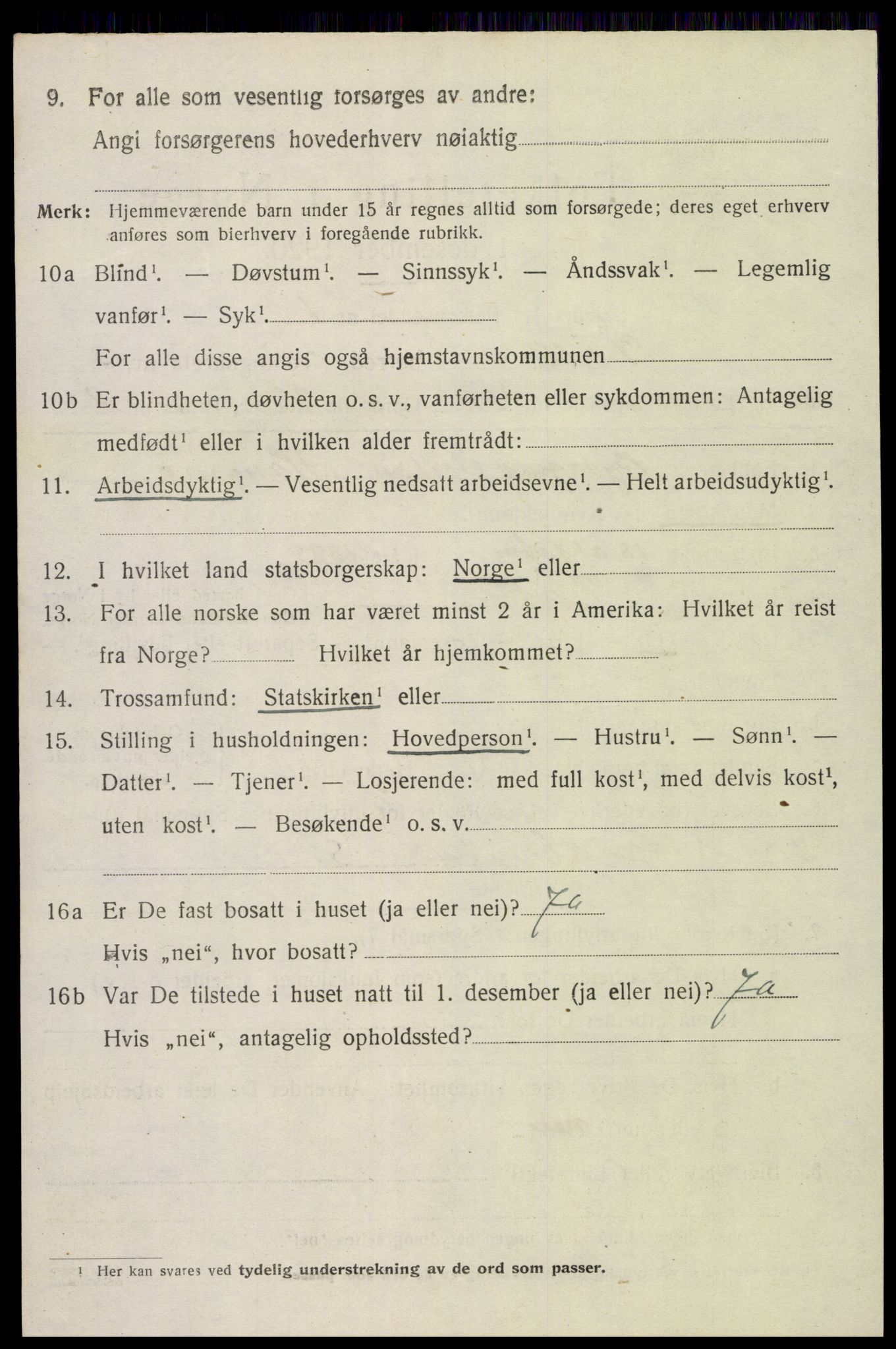SAK, 1920 census for Valle, 1920, p. 1988