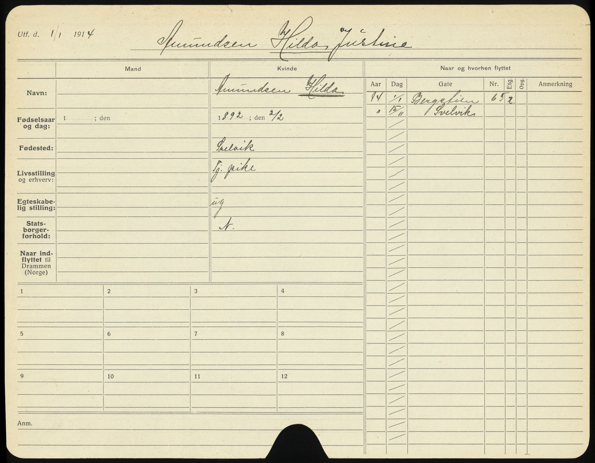 Drammen folkeregister, AV/SAKO-A-136/G/Ga/L0001: Utflyttede, 1914-1915