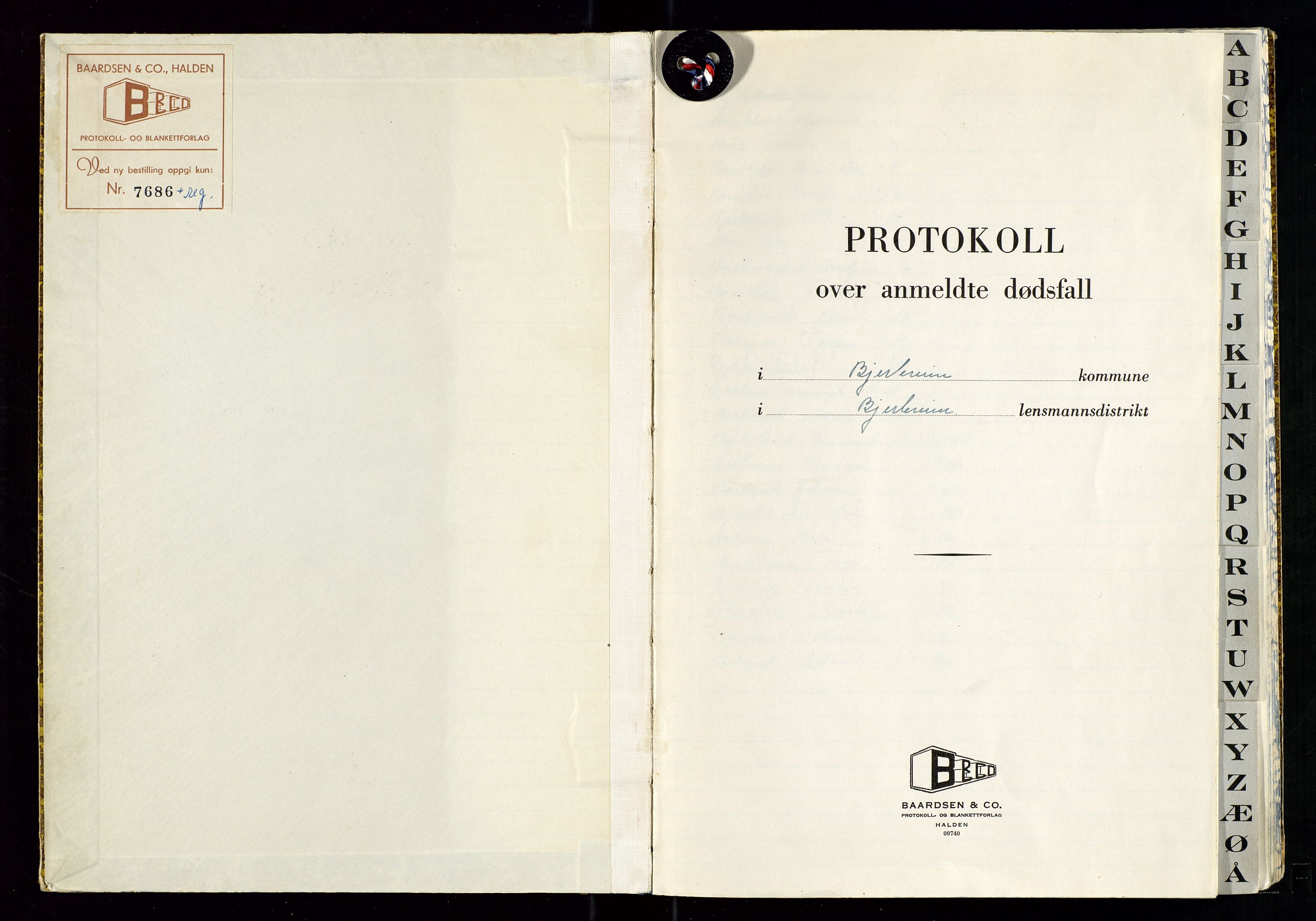 Bjerkreim lensmannskontor, AV/SAST-A-100090/Gga/L0004: "Dødsfallprotokoll" med alfabetisk navneregister, 1965-1972