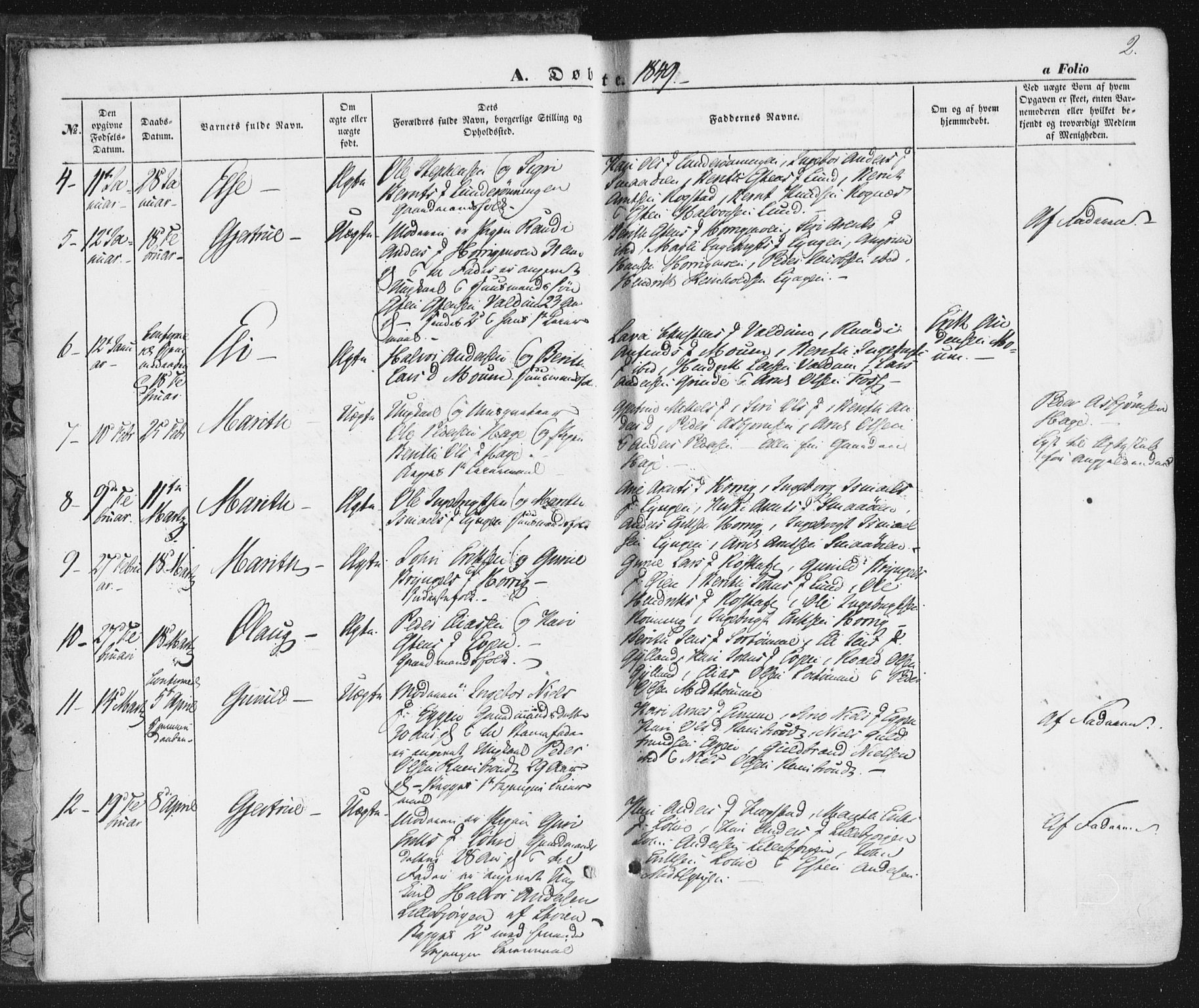 Ministerialprotokoller, klokkerbøker og fødselsregistre - Sør-Trøndelag, AV/SAT-A-1456/692/L1103: Parish register (official) no. 692A03, 1849-1870, p. 2