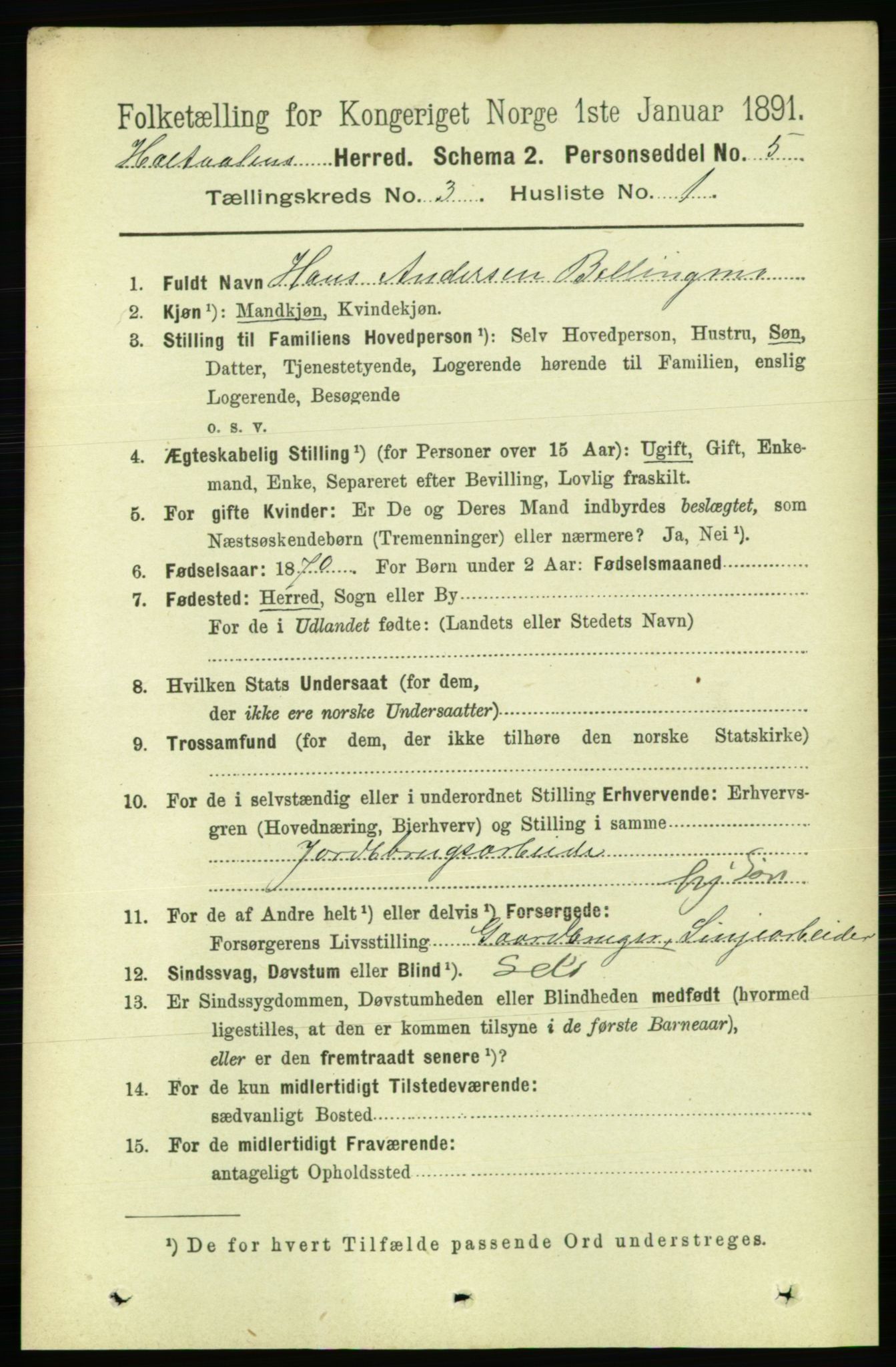 RA, 1891 census for 1645 Haltdalen, 1891, p. 842