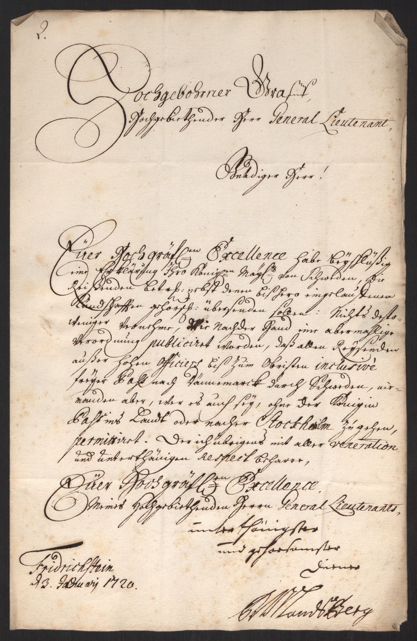 Kommanderende general (KG I) med Det norske krigsdirektorium, AV/RA-EA-5419/D/L0152: Fredriksten festning: Brev, inventarfortegnelser og regnskapsekstrakter, 1720-1723, p. 6