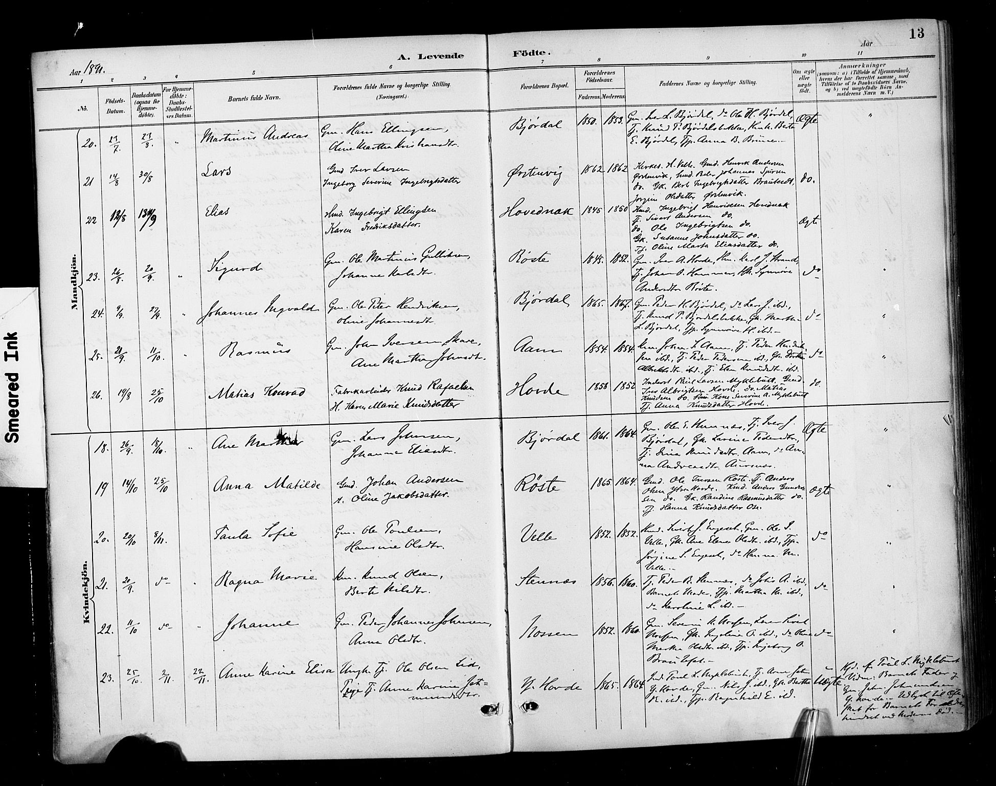 Ministerialprotokoller, klokkerbøker og fødselsregistre - Møre og Romsdal, AV/SAT-A-1454/513/L0177: Parish register (official) no. 513A04, 1890-1906, p. 13