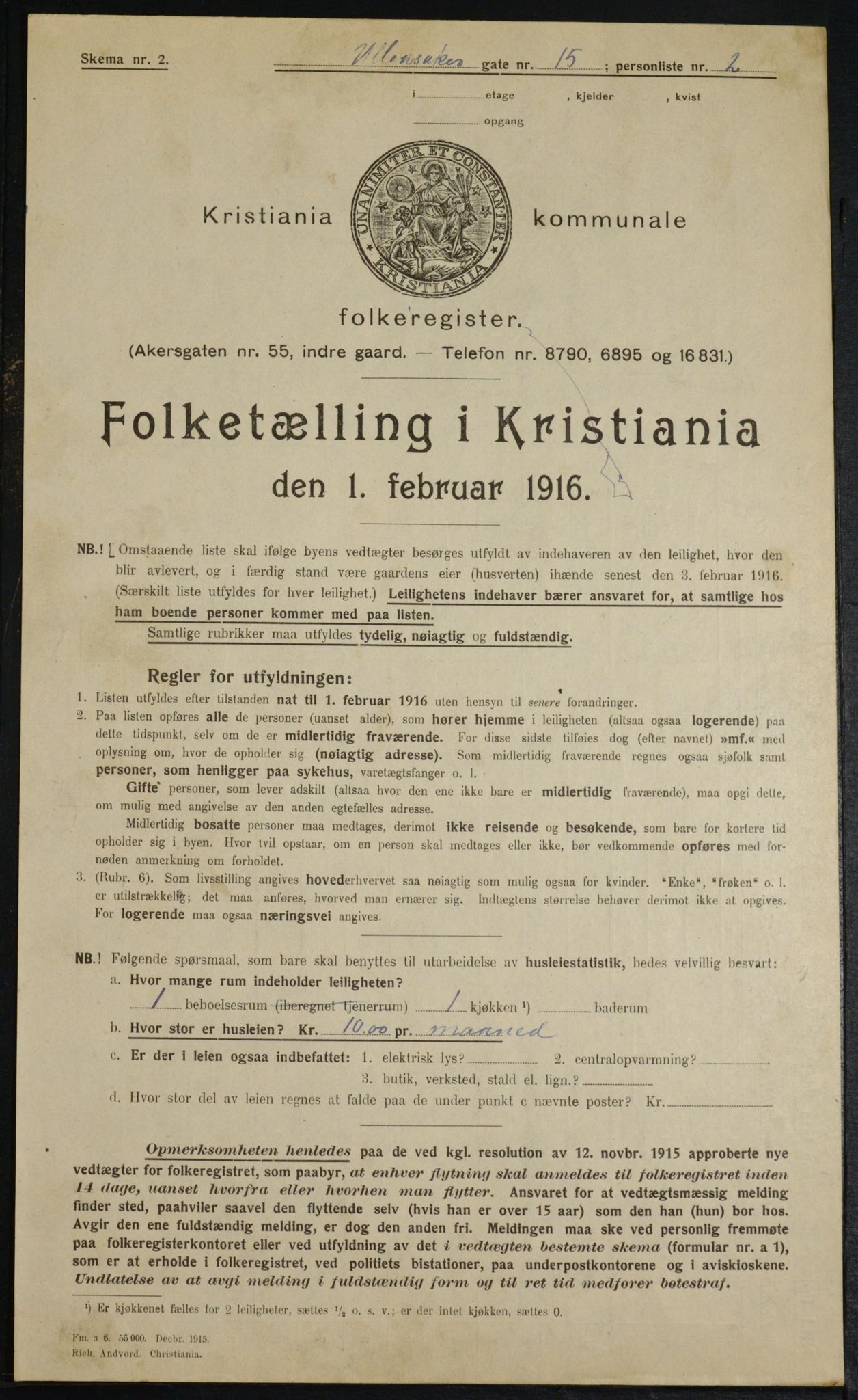 OBA, Municipal Census 1916 for Kristiania, 1916, p. 122439