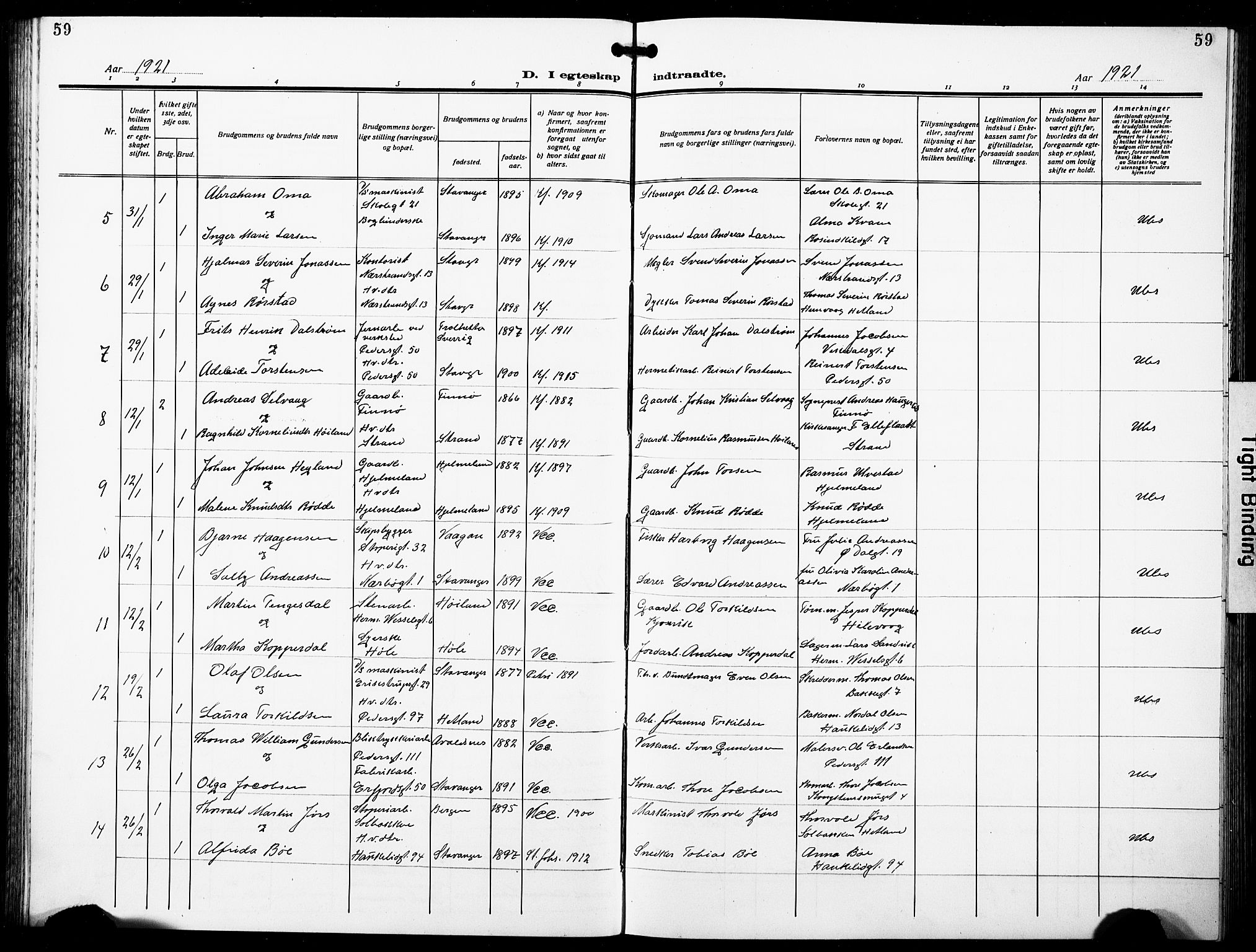 St. Johannes sokneprestkontor, AV/SAST-A-101814/001/30/30BB/L0007: Parish register (copy) no. B 7, 1917-1932, p. 59