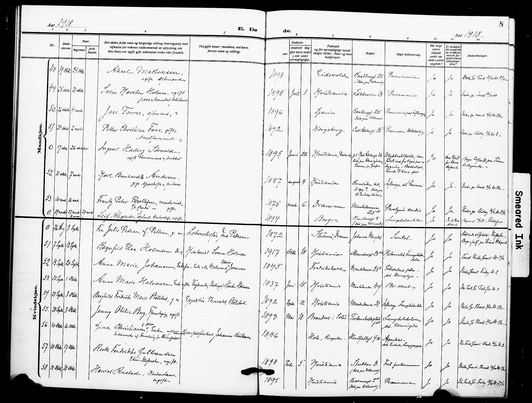 Johannes prestekontor Kirkebøker, SAO/A-10852/F/Fa/L0012: Parish register (official) no. 12, 1918-1930, p. 8