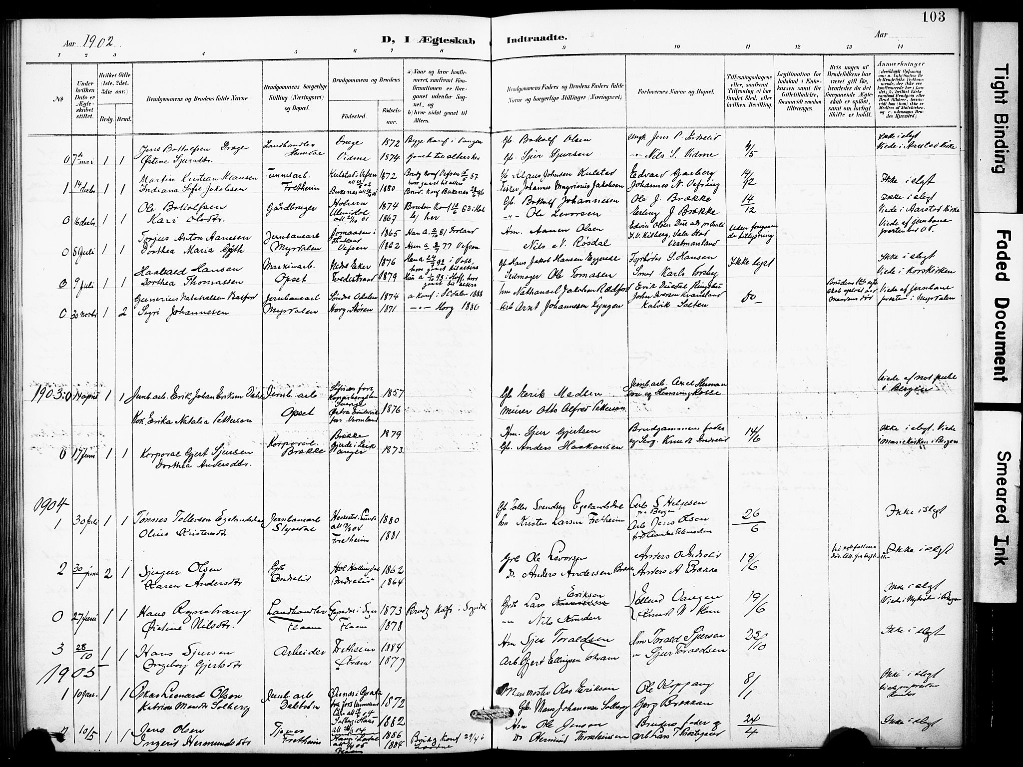 Aurland sokneprestembete, SAB/A-99937/H/Hb/Hbb/L0002: Parish register (copy) no. B 2, 1887-1929, p. 103